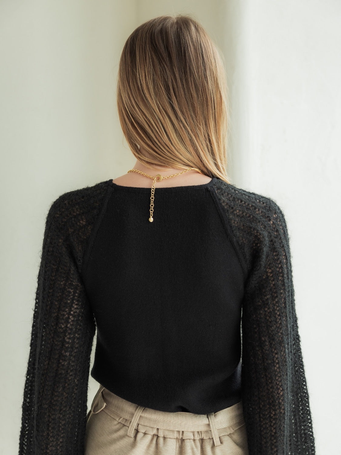 ベルスリーブ ウールニット Tops