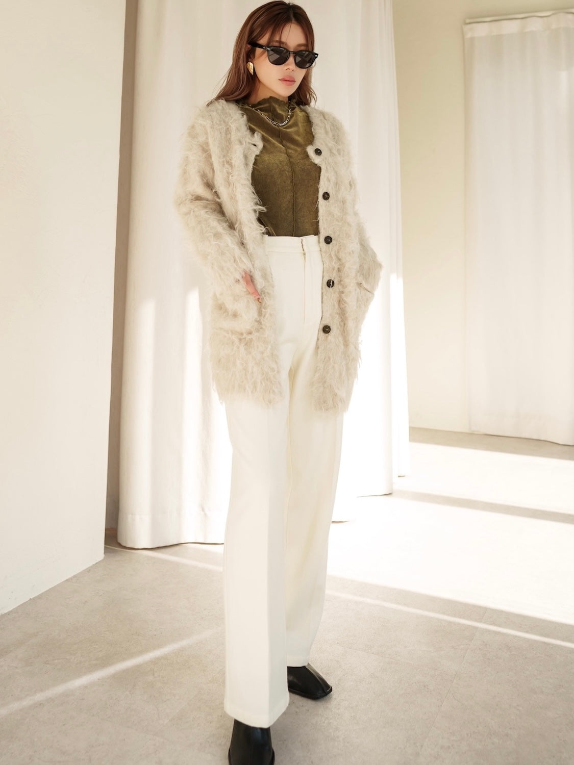 Wool Fur Cardigan