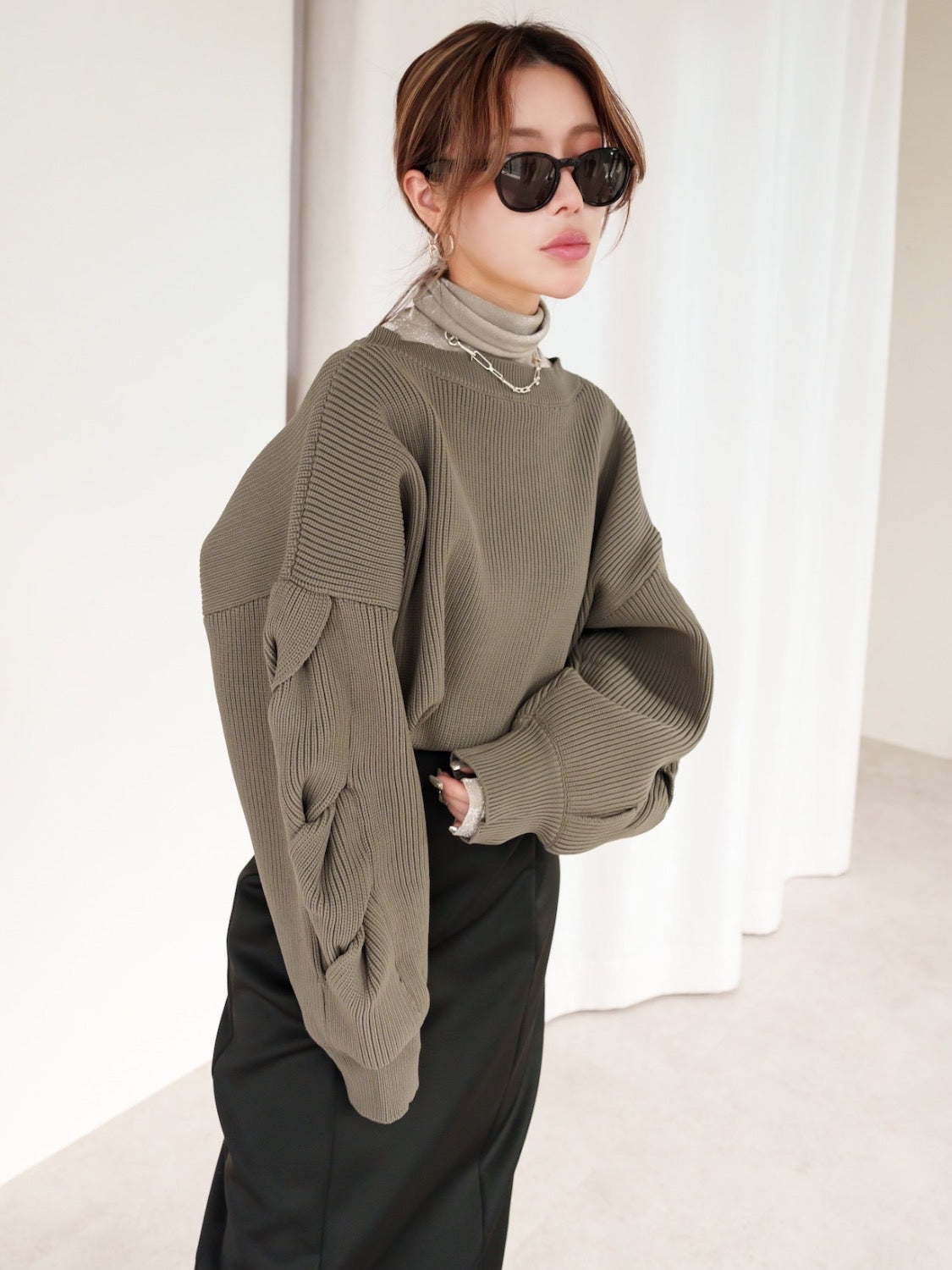 2way sleeve design cardigan