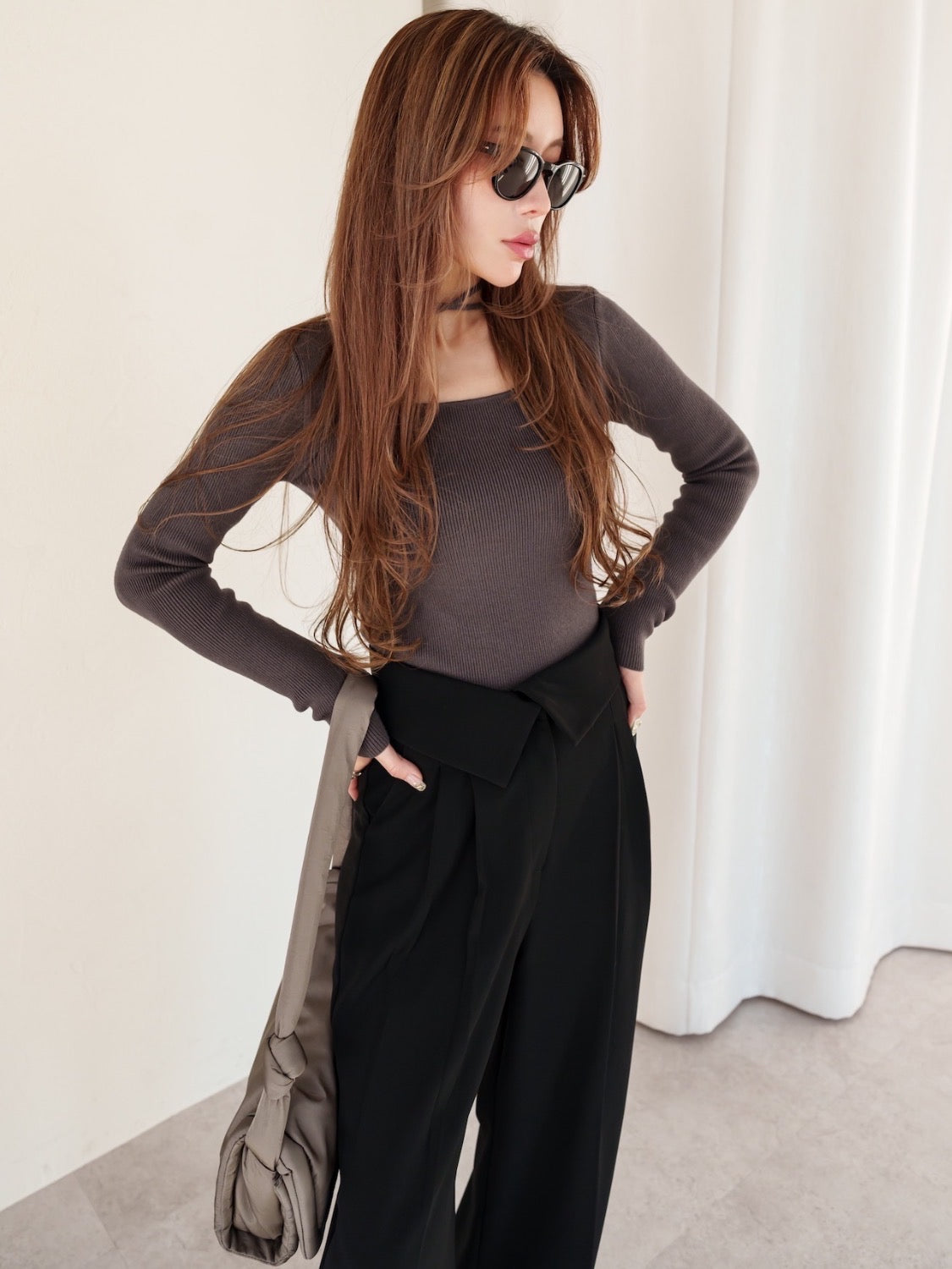 Design Waist Wide Pants