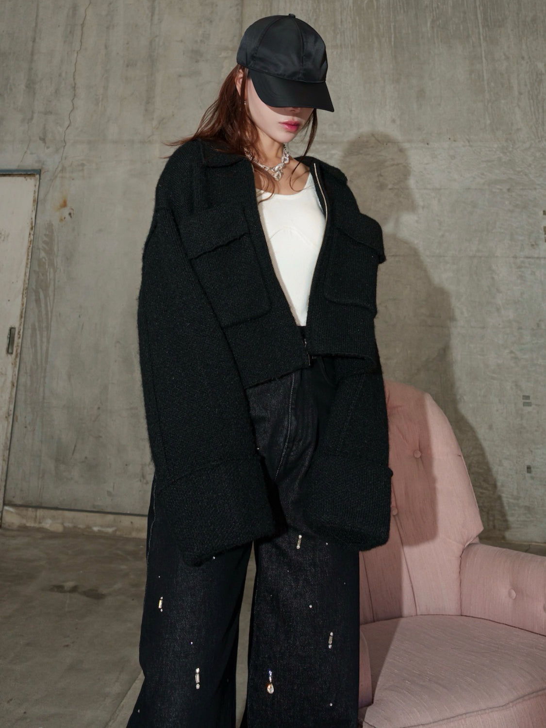 メルトンライク KNIT Zip コート