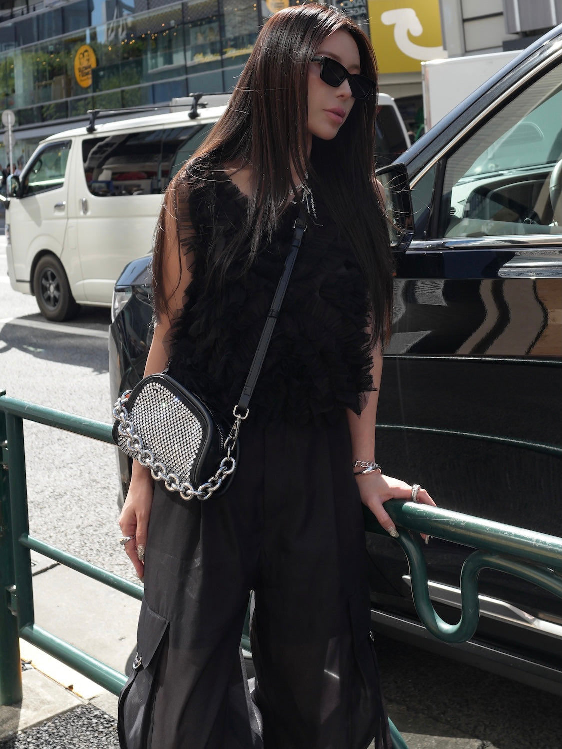 MINI ストーン Chain アシンメトリー バッグ