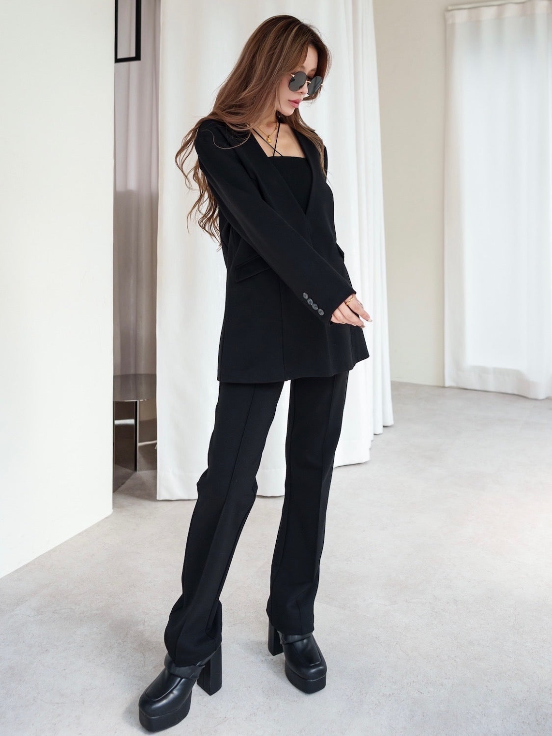 V-neck smooth set-up