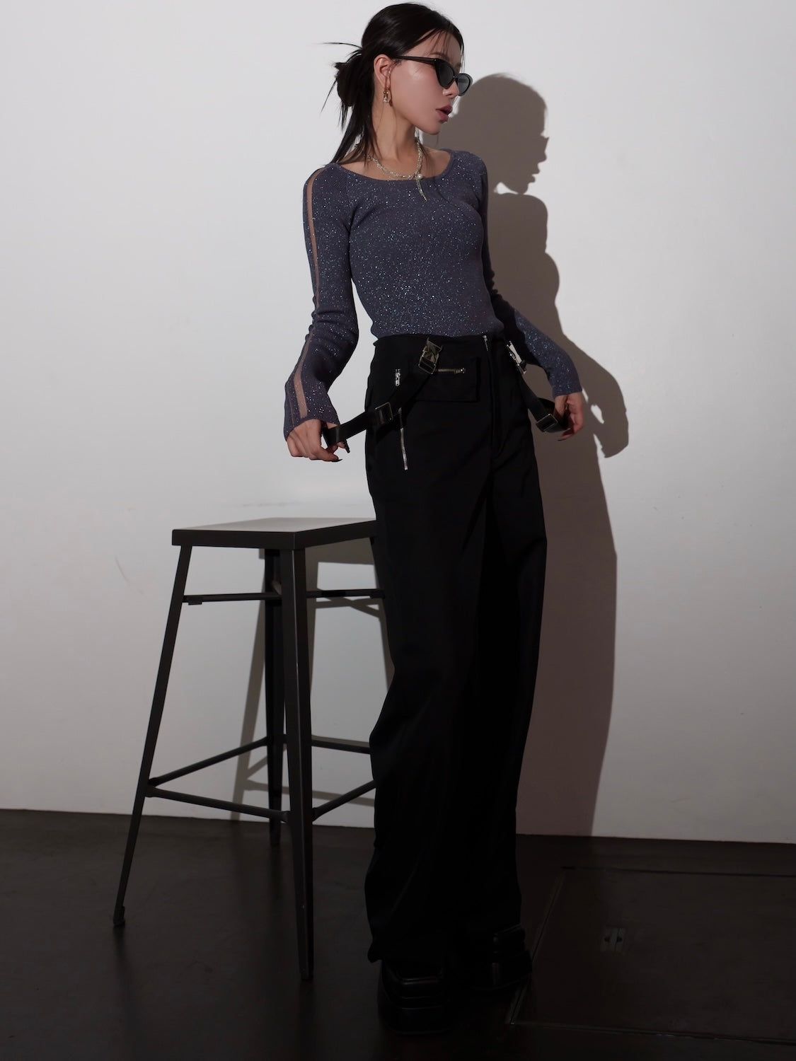 シアー Double ライン ラメニット