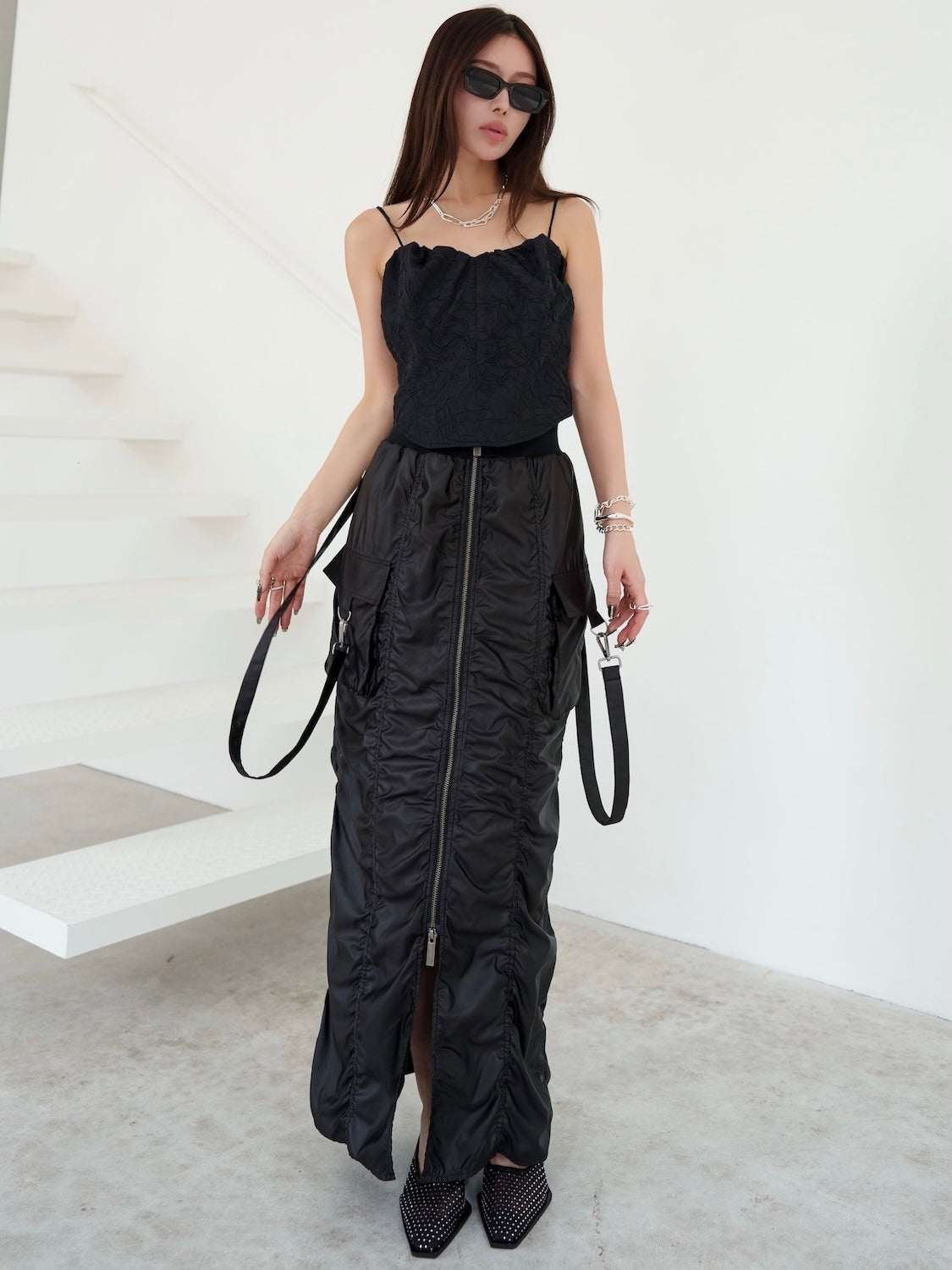 クリンクル Balloon スリーブ Tops