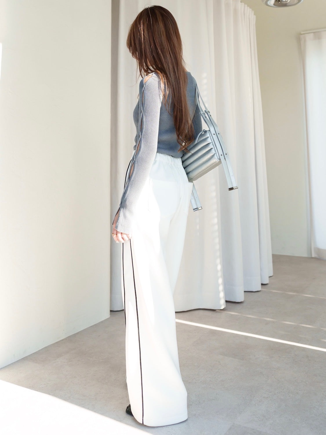 BUTTON-SLEEVE ニット トップス
