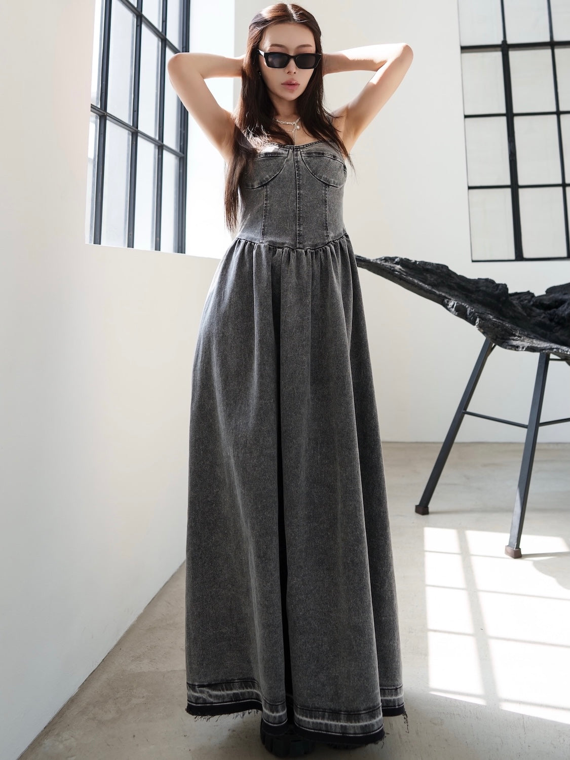 コルセットライク フレア DENIM Dress