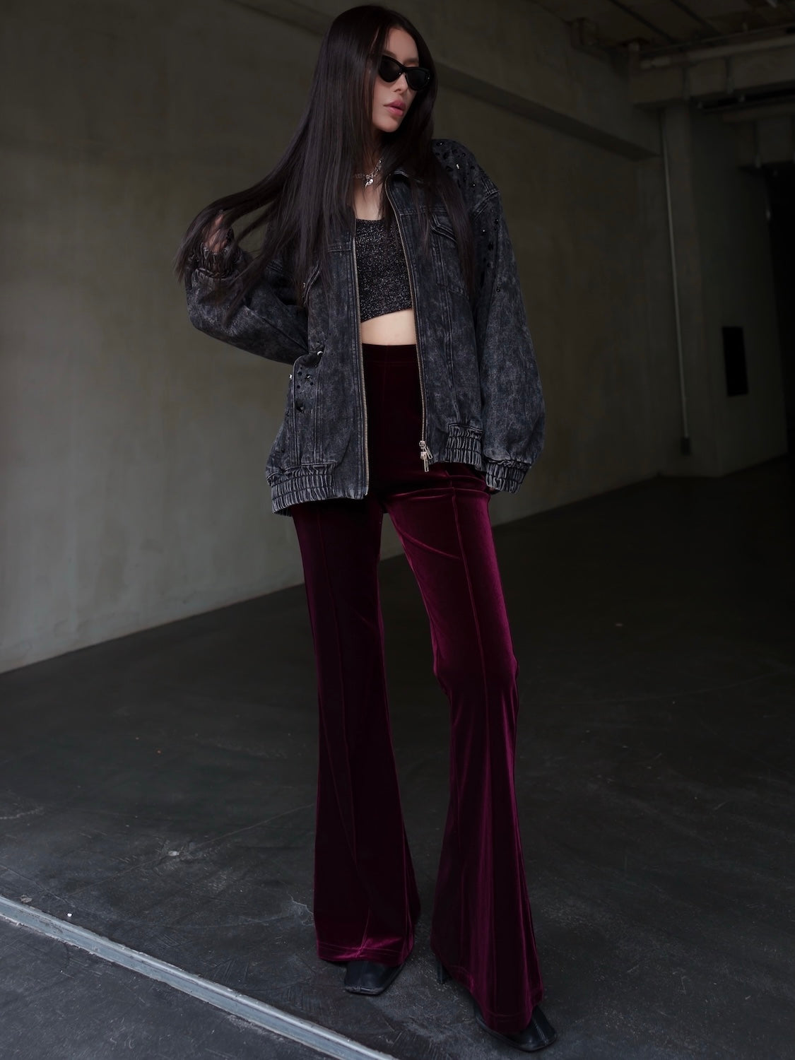 Relax フレア ベロアパンツ