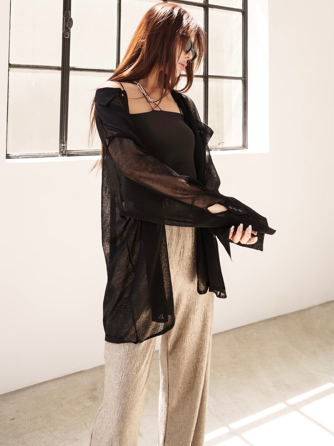 Summer KNIT sheer blouse