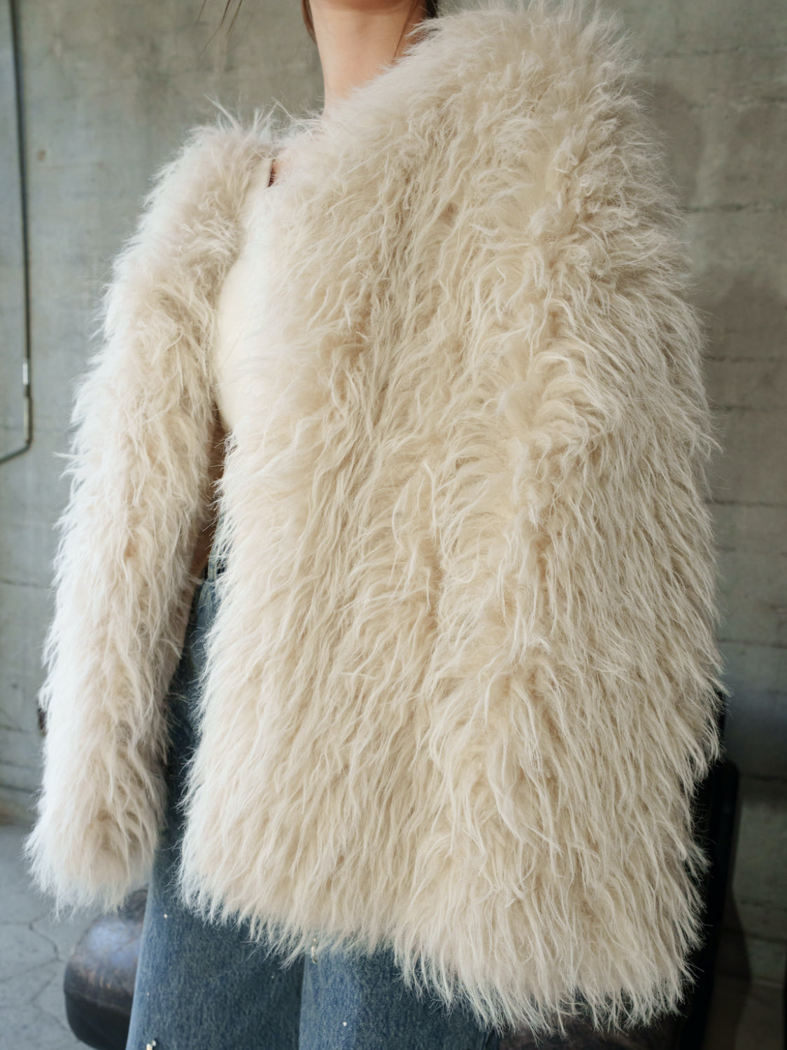 ノーカラー チベット Fur コート