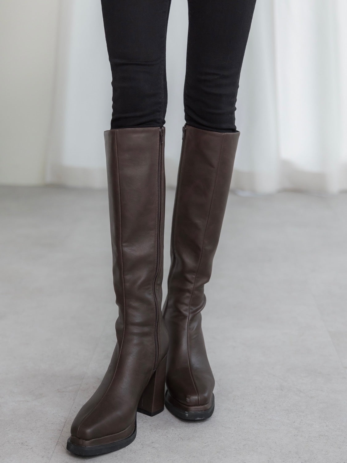 Eco Leather Double Piece Long Boots