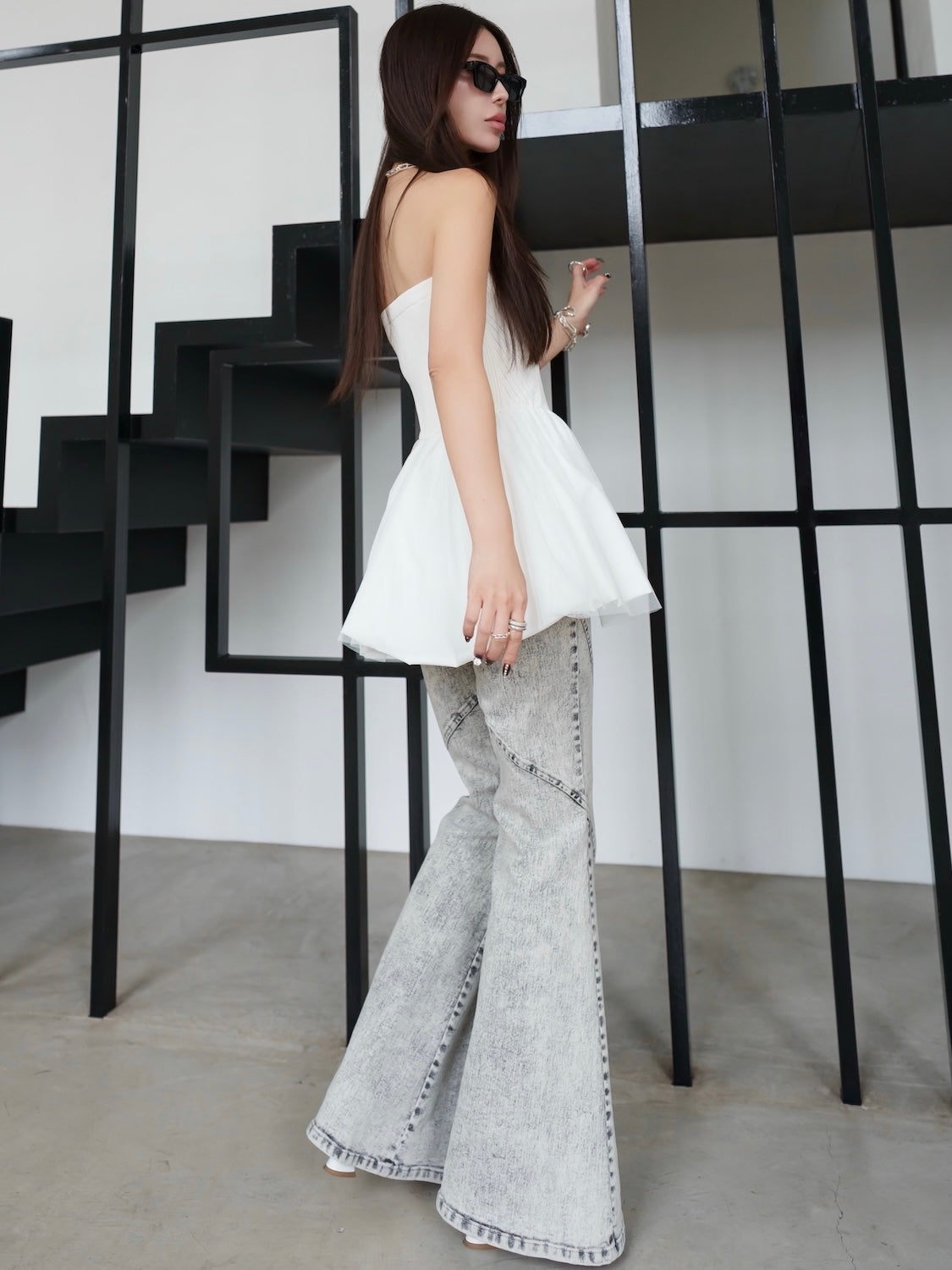 ニット ドッキング バルーンペプラム