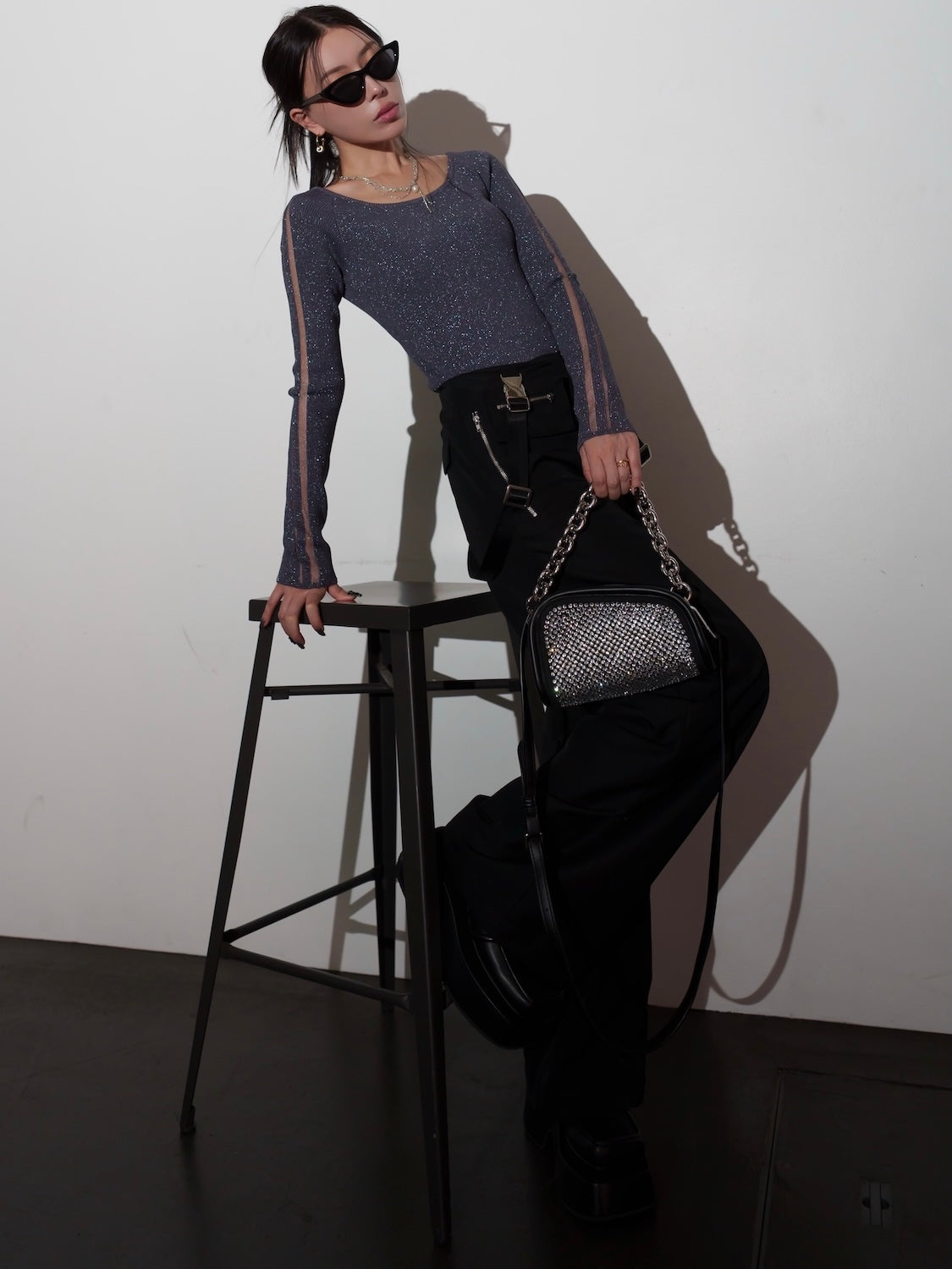 シアー Double ライン ラメニット