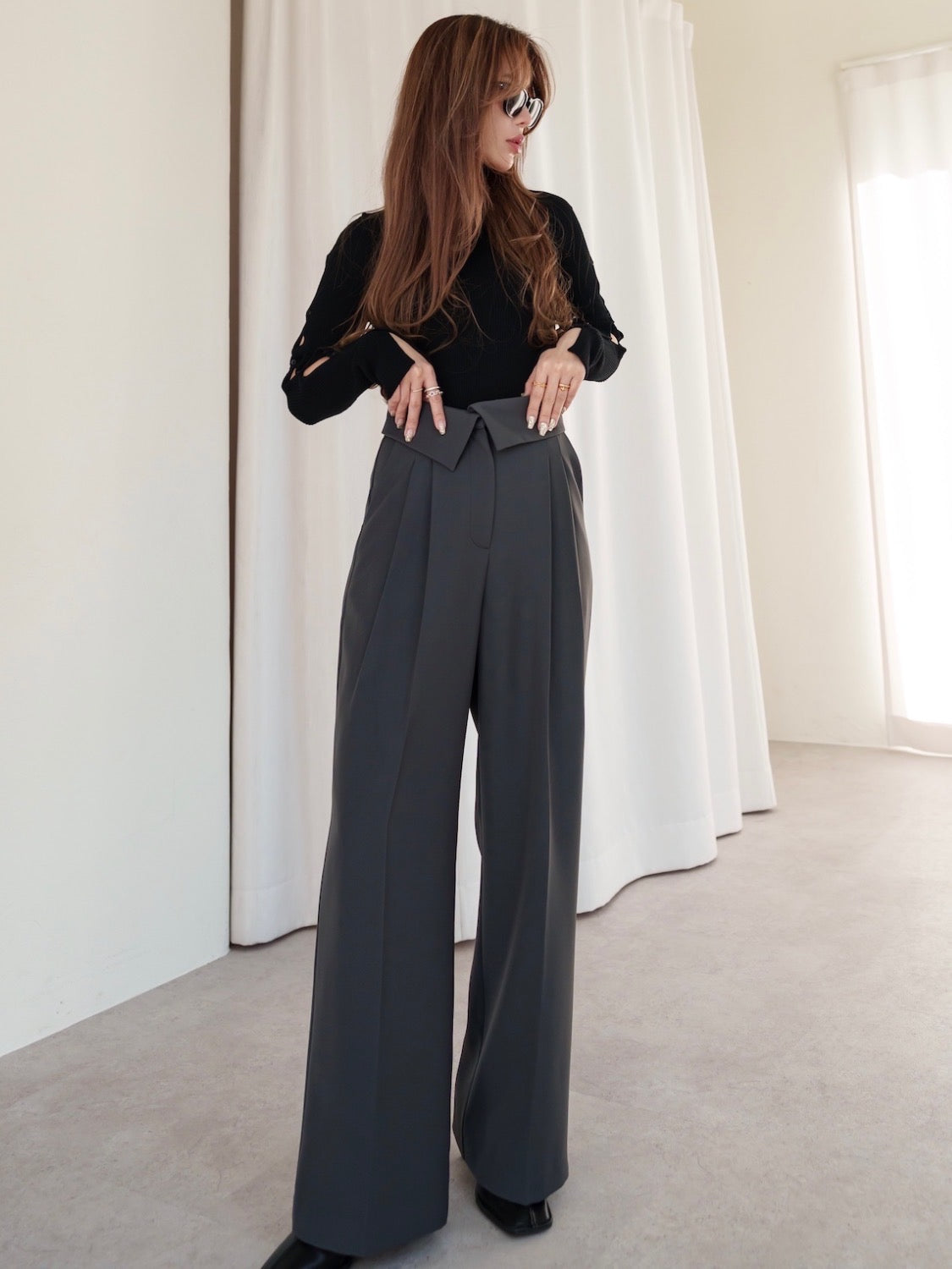 Design Waist Wide Pants