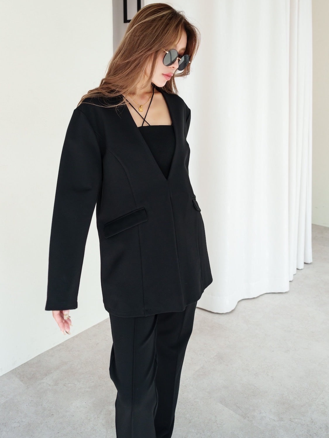 V-neck smooth set-up