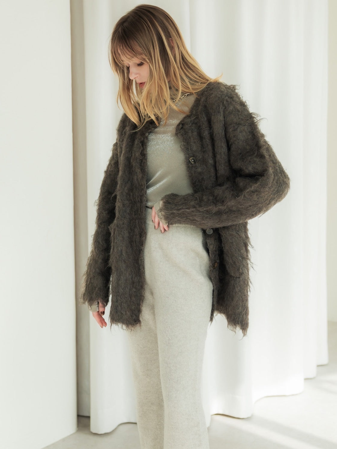 Wool Fur Cardigan