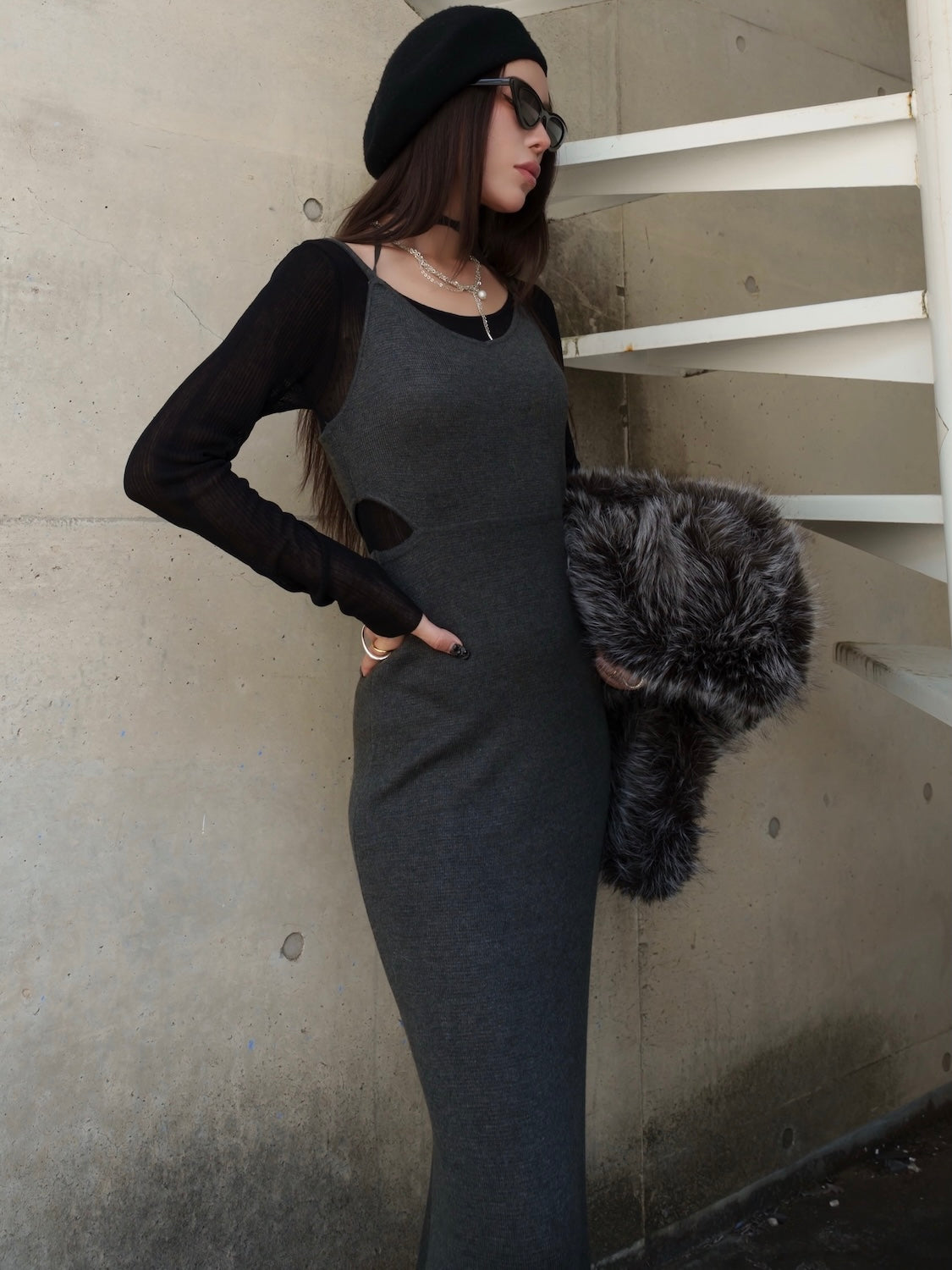 シアー ドッキング KNIT ワンピース