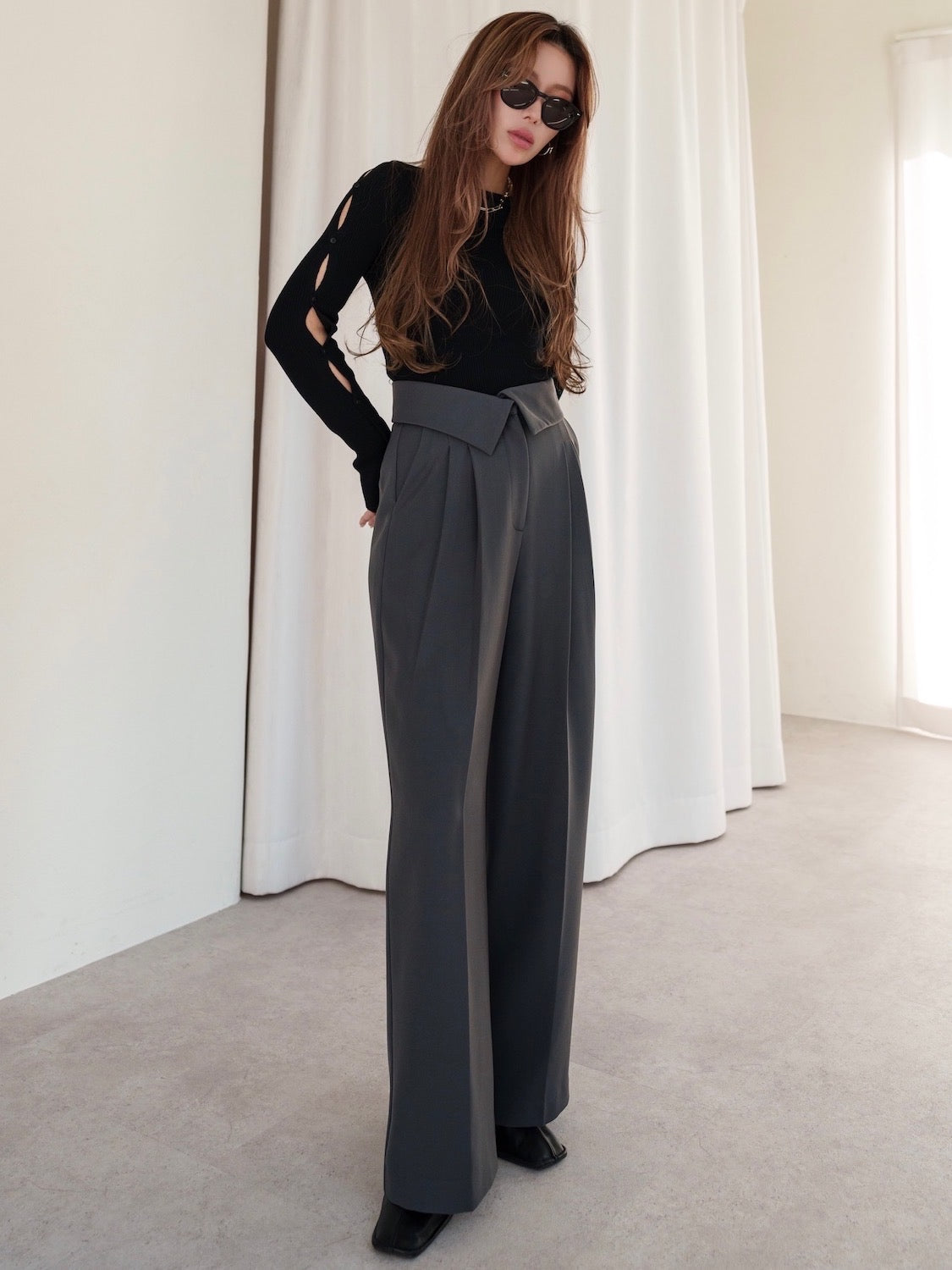 Design Waist Wide Pants