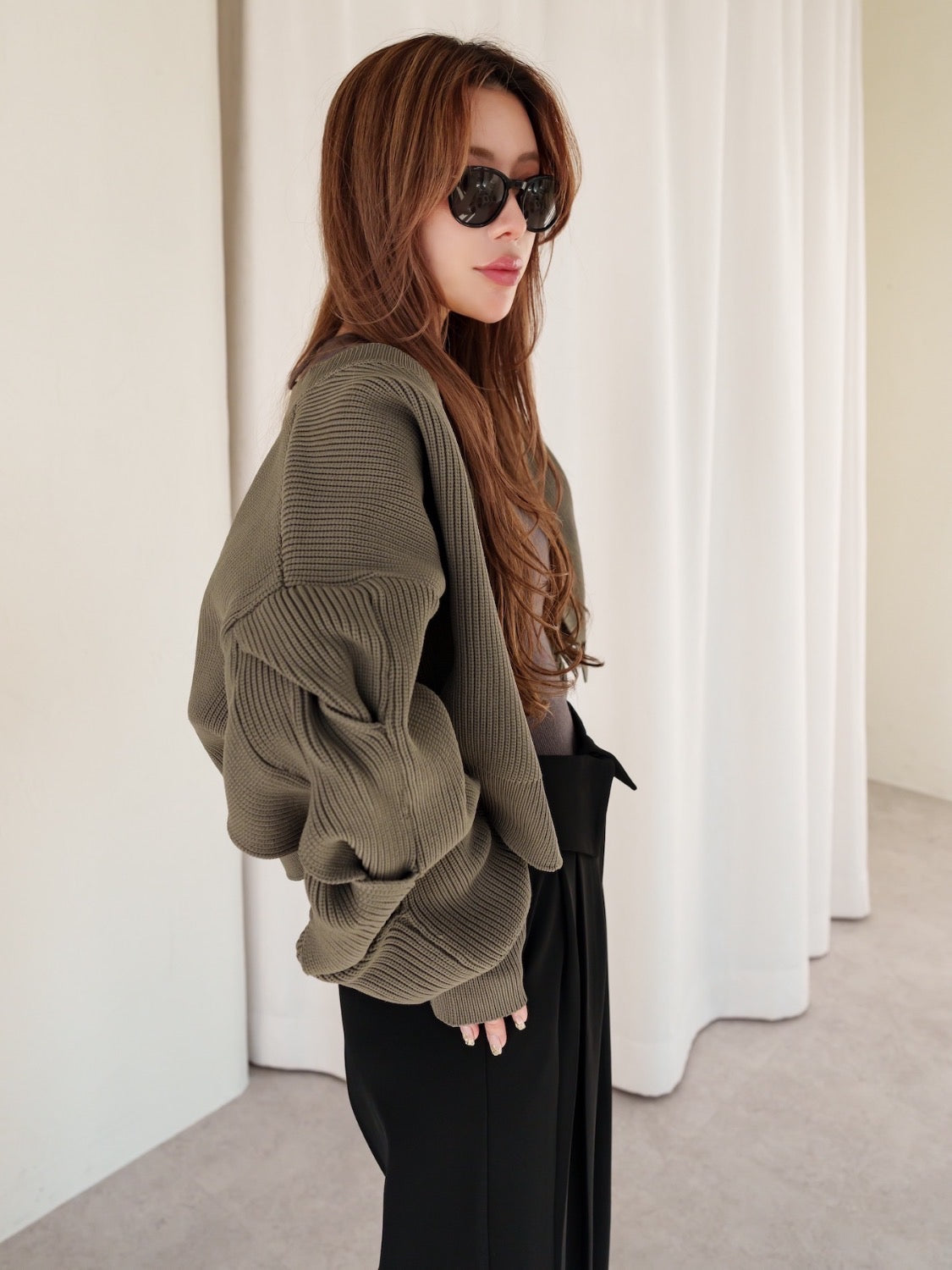 2way sleeve design cardigan