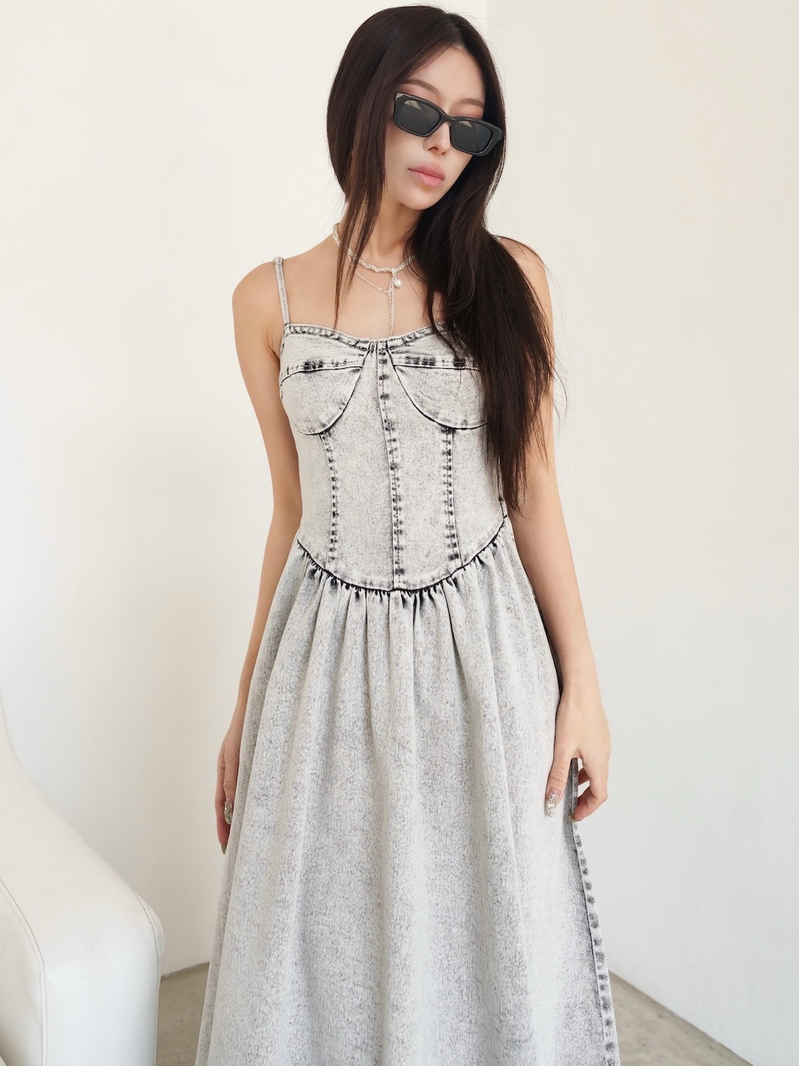 コルセットライク フレア DENIM Dress