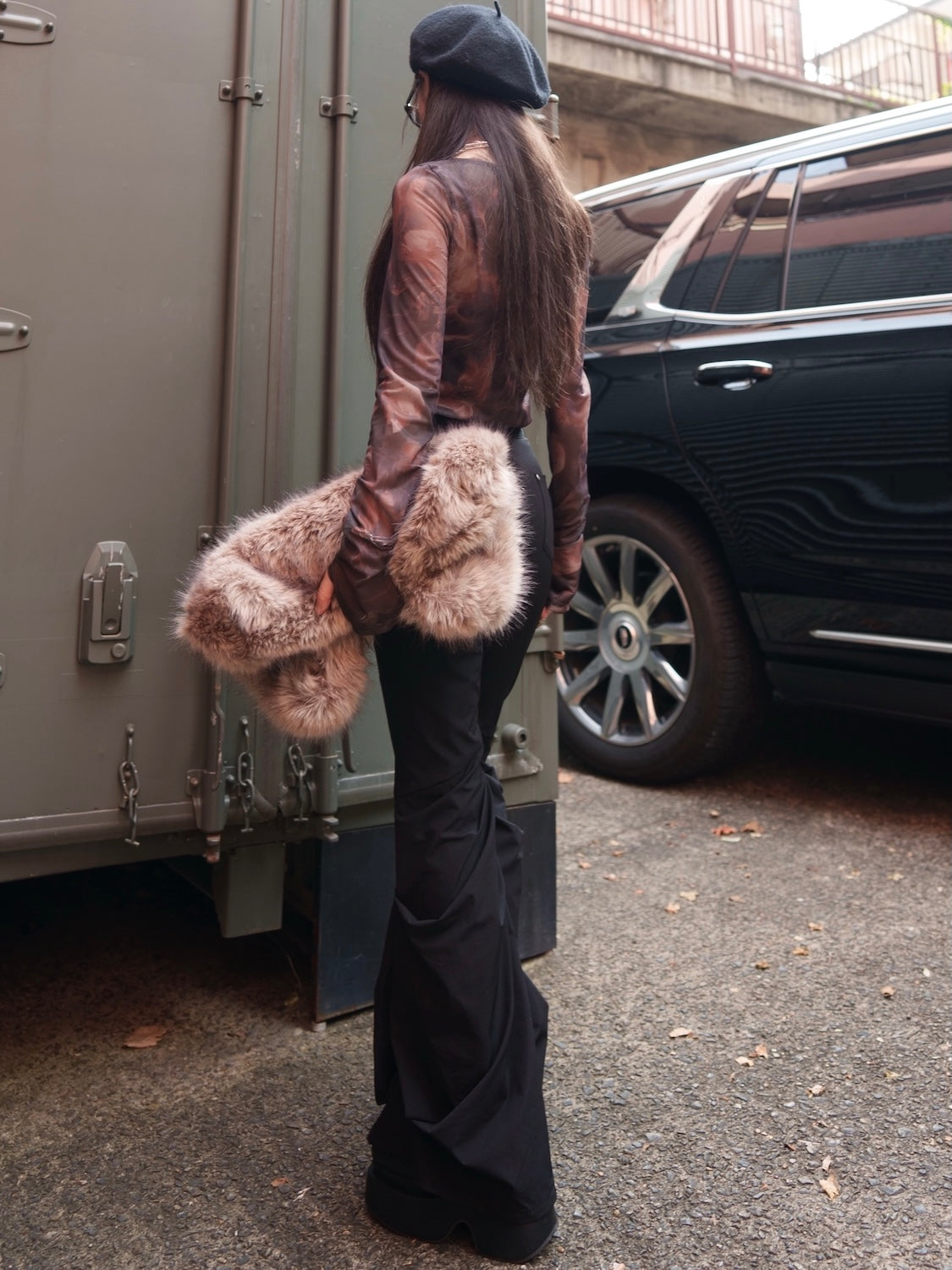 Stretch ドレープフレア パンツ