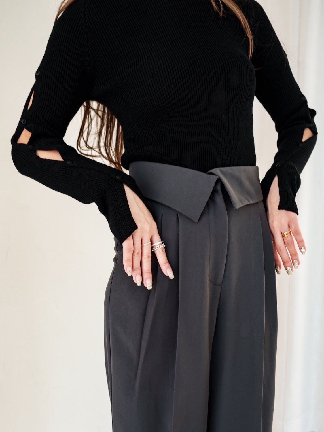 Design Waist Wide Pants