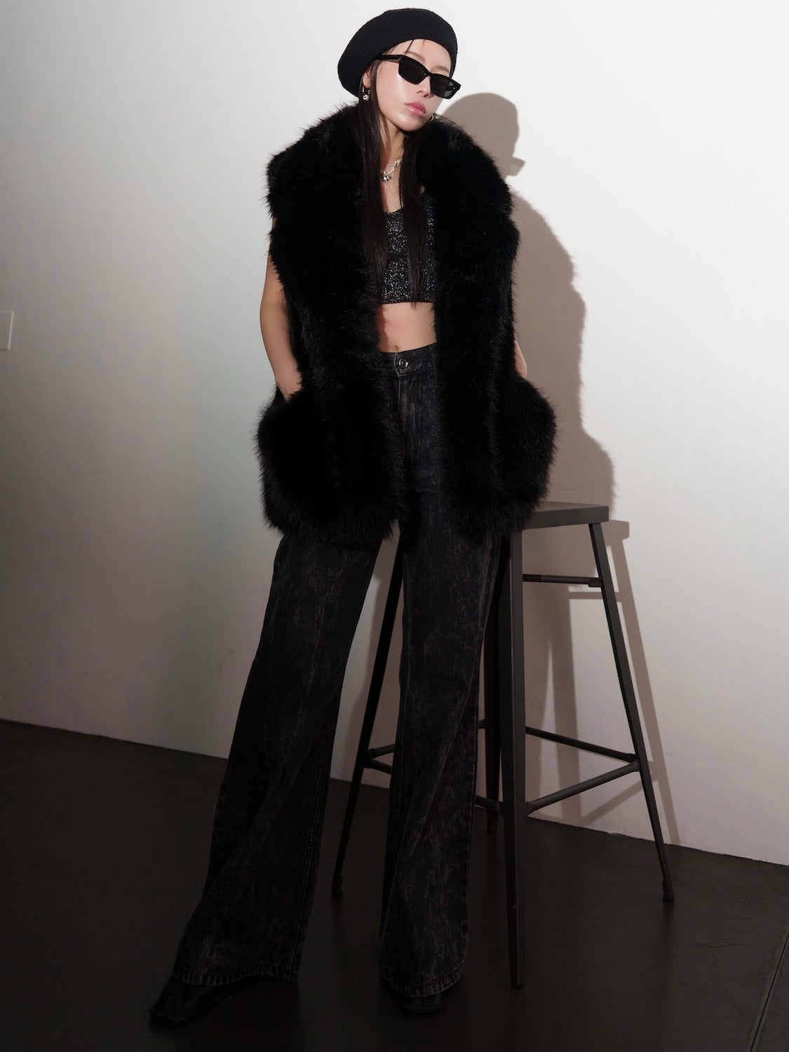 Suede ボンディング Fur ベスト