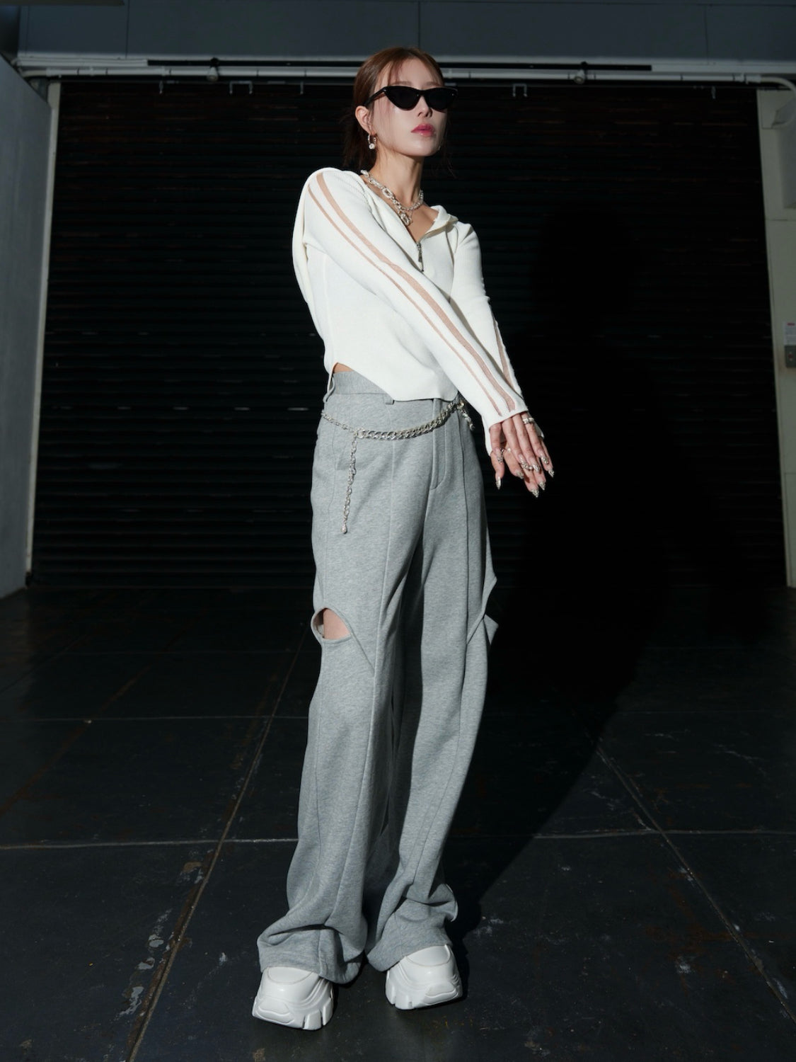 シアーライン Half ジップフーディー KNIT