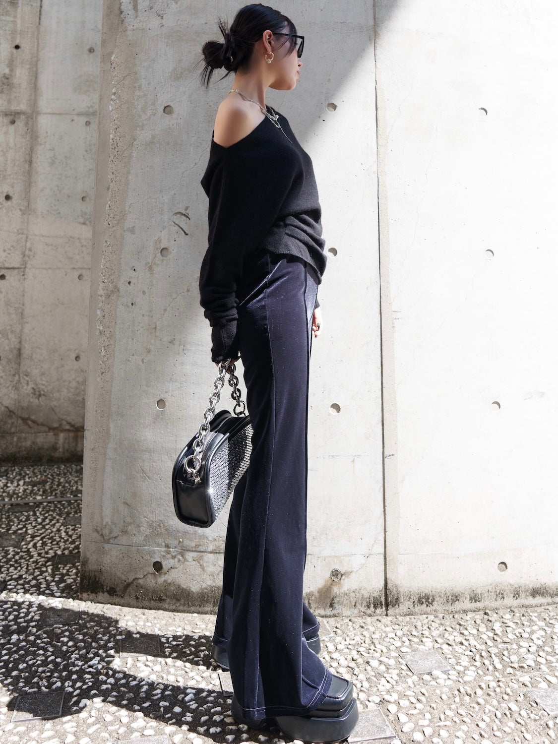 アシンメトリー ラクーン KNIT トップス