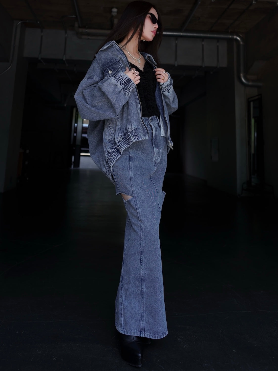 サイドホール DENIM スカート