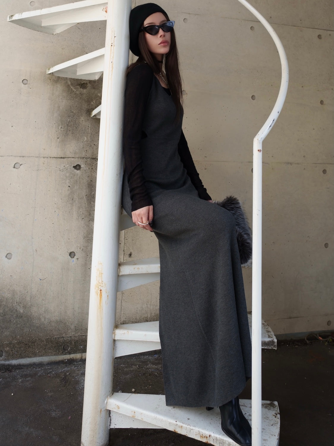 シアー ドッキング KNIT ワンピース