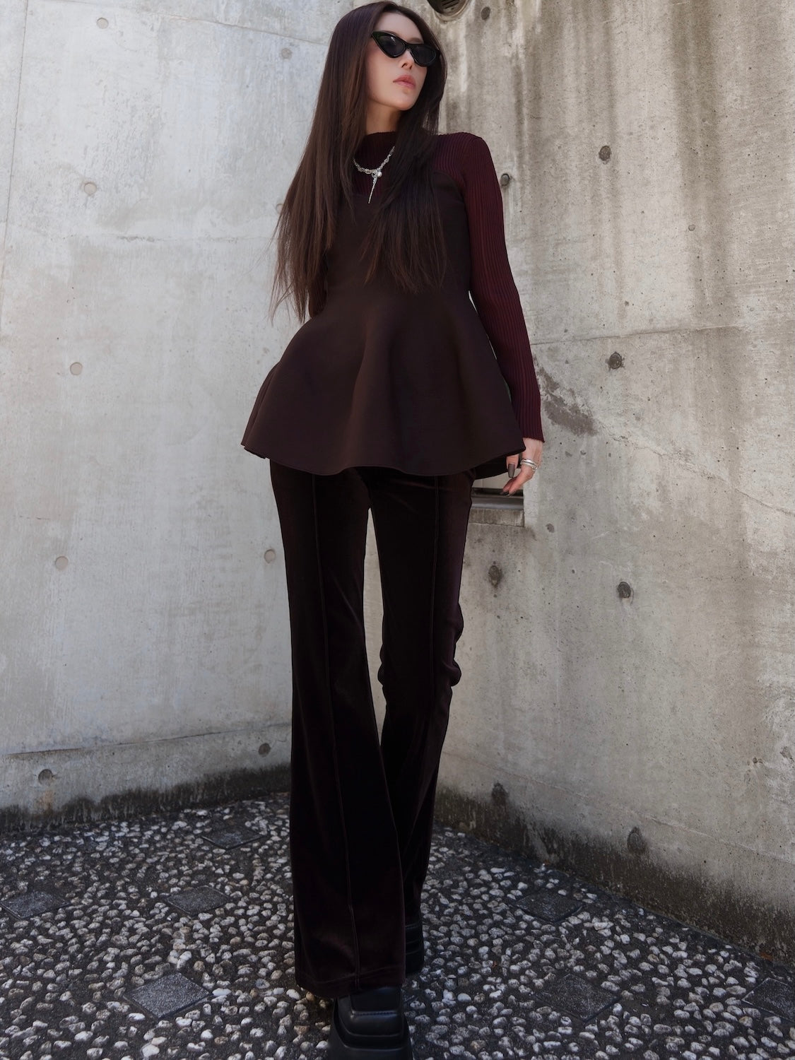 インターシャ ドッキング ペプラム KNIT