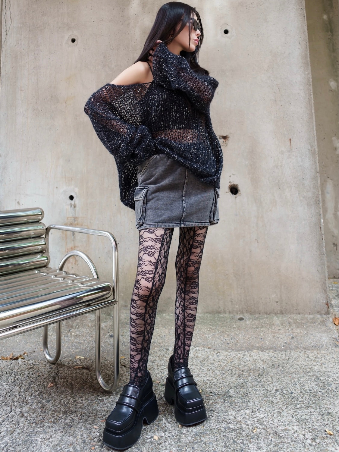 ラメ&モヘア Hand Made KNIT