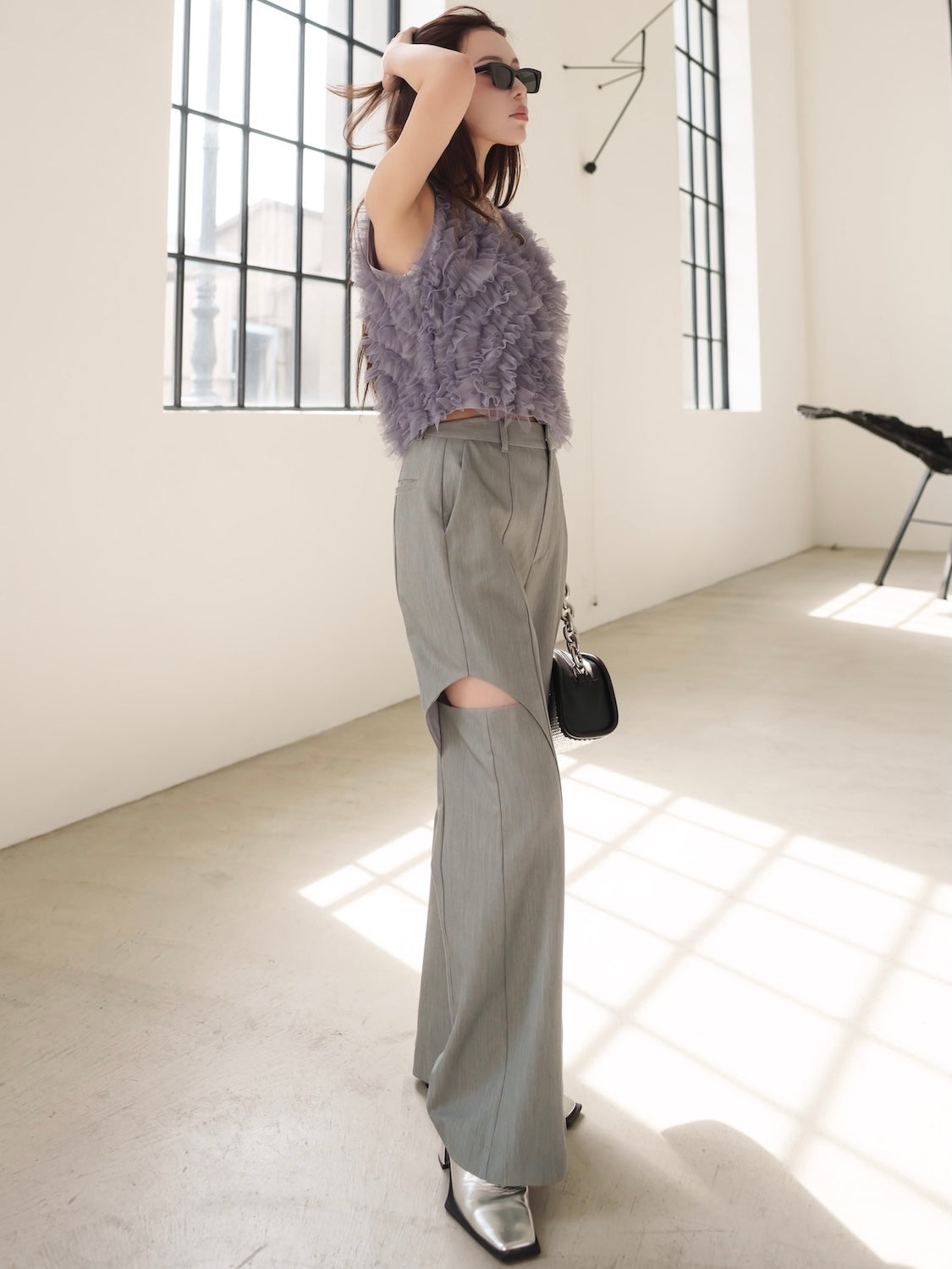 Side Hole Straight Slacks