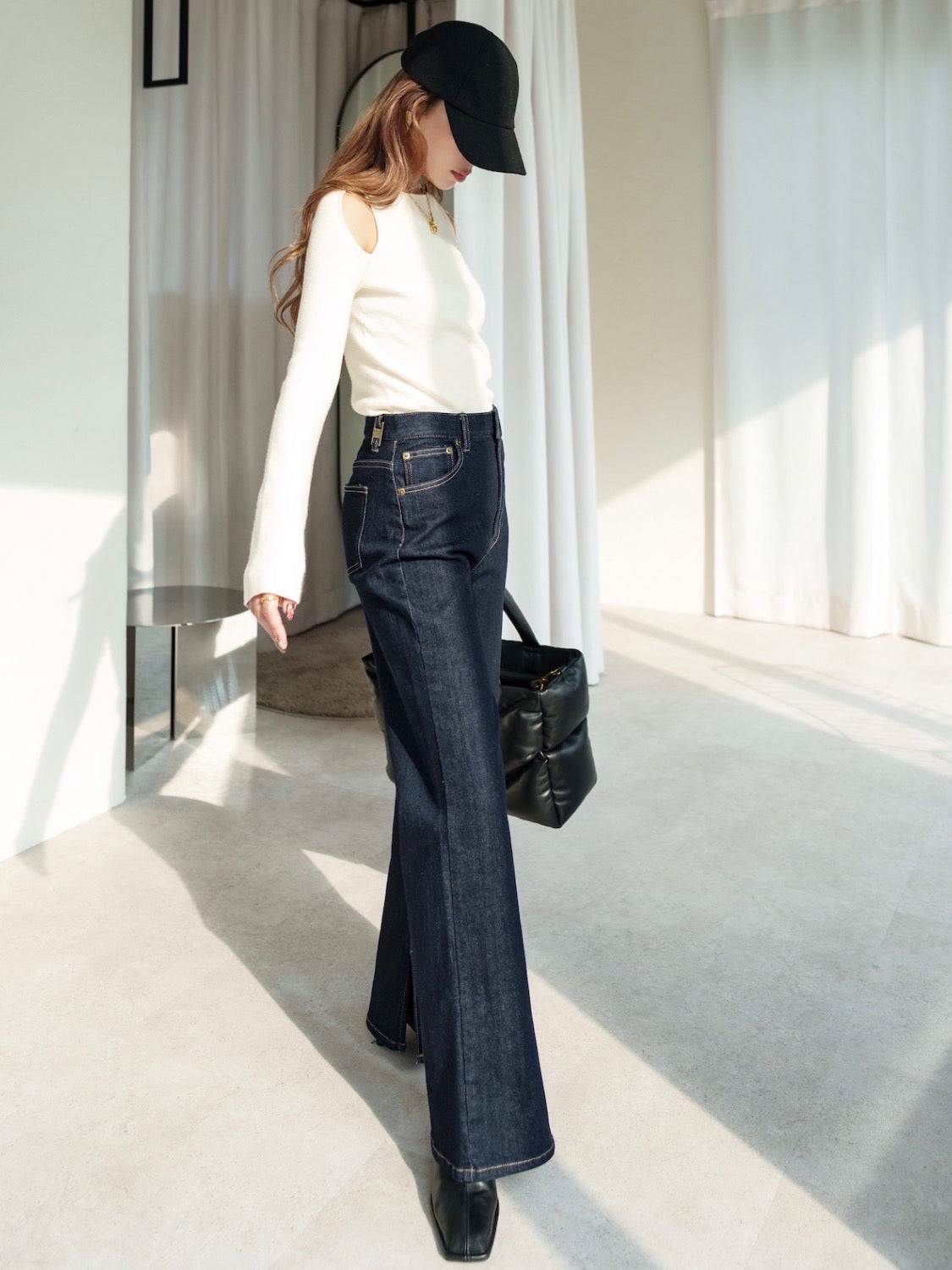 Open-shoulder ニット トップス