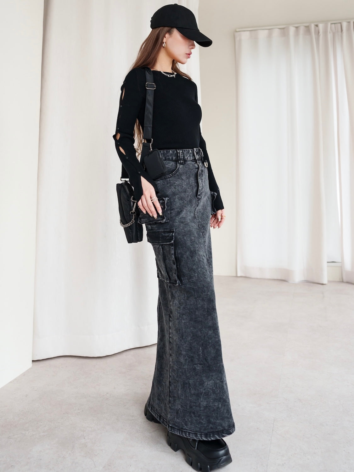 BUTTON-SLEEVE ニット トップス