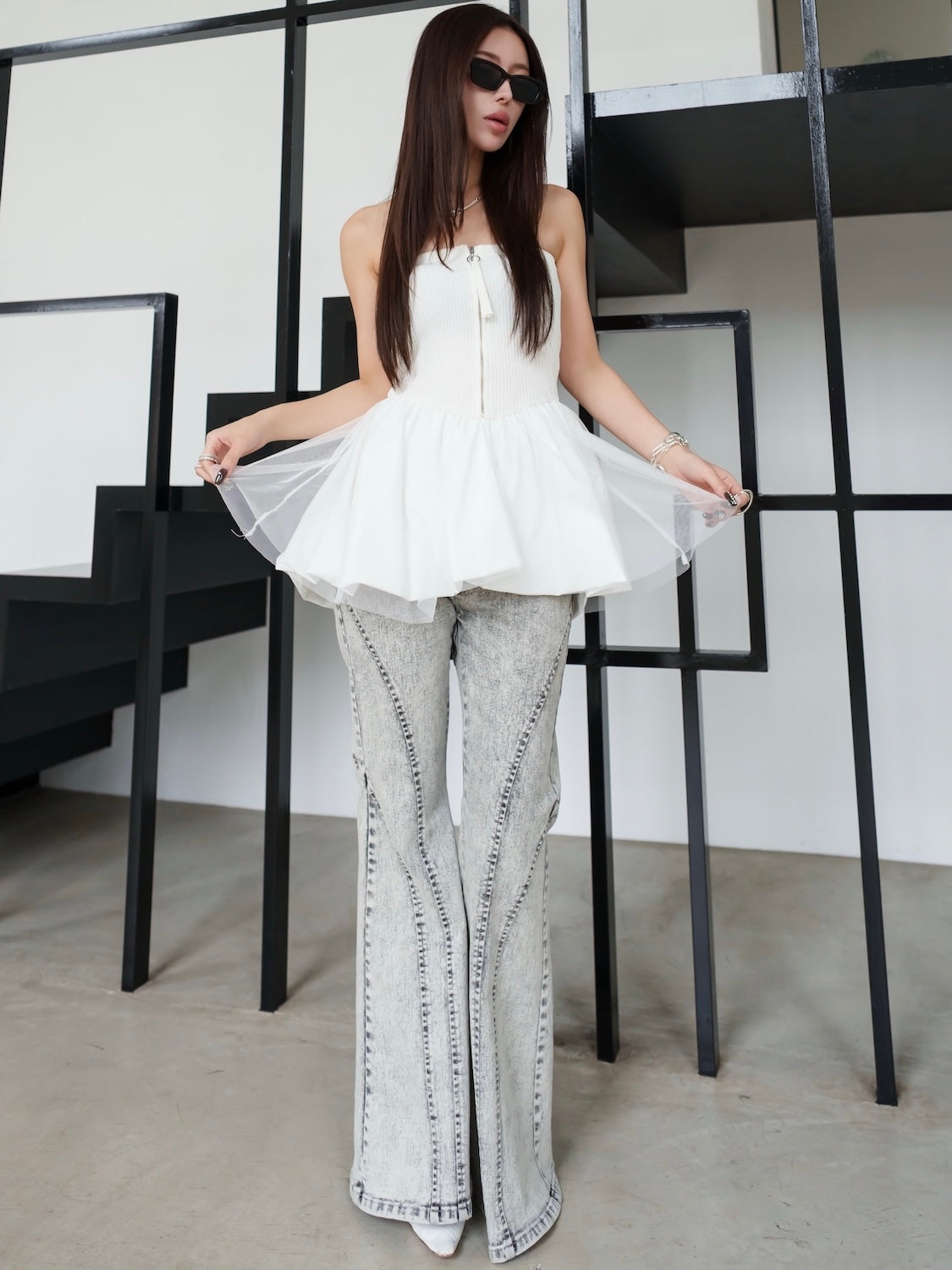 ニット ドッキング バルーンペプラム