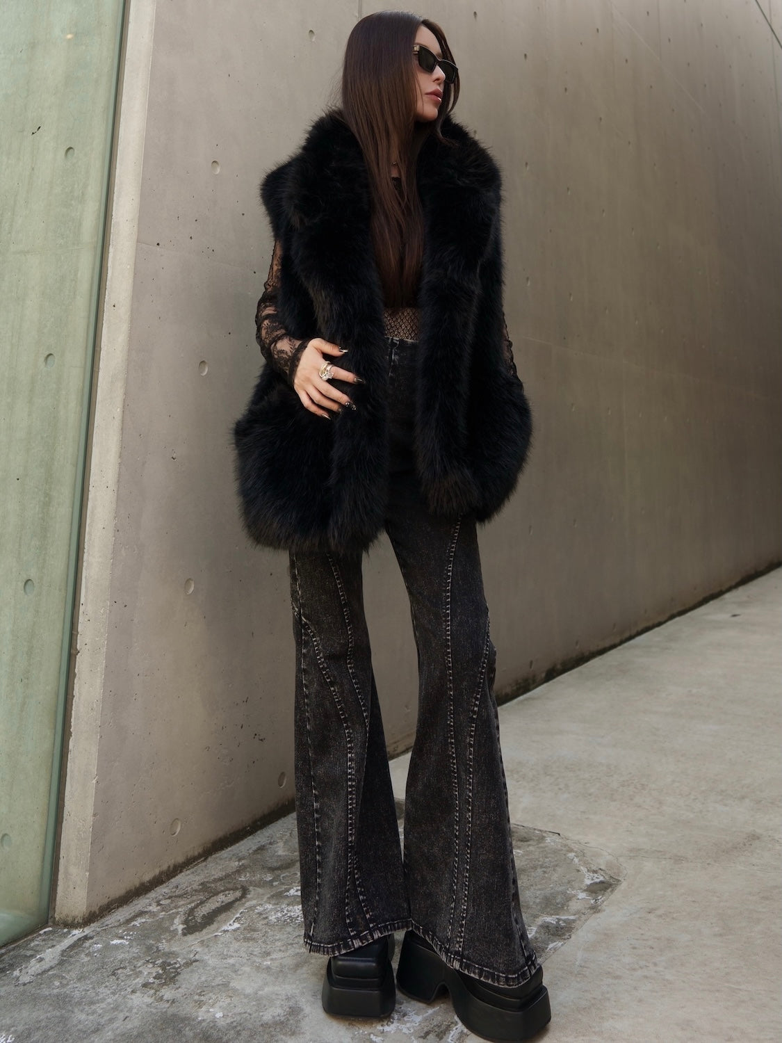 Suede ボンディング Fur ベスト