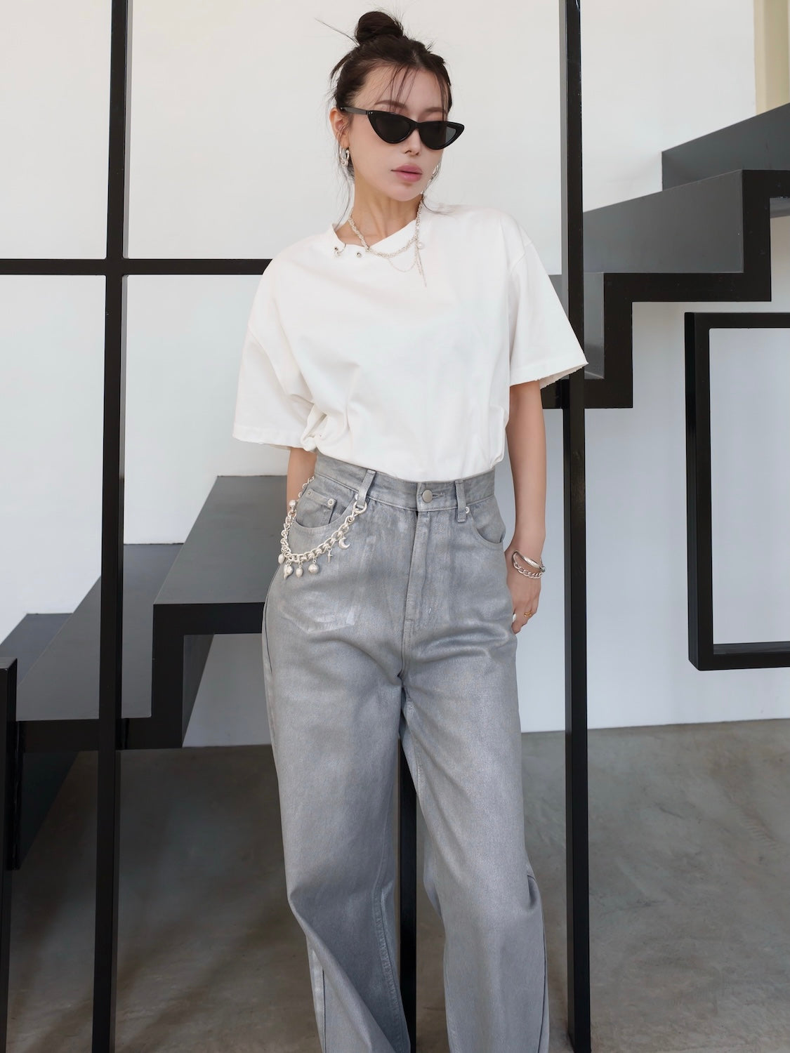 Spray Foil Wide Denim