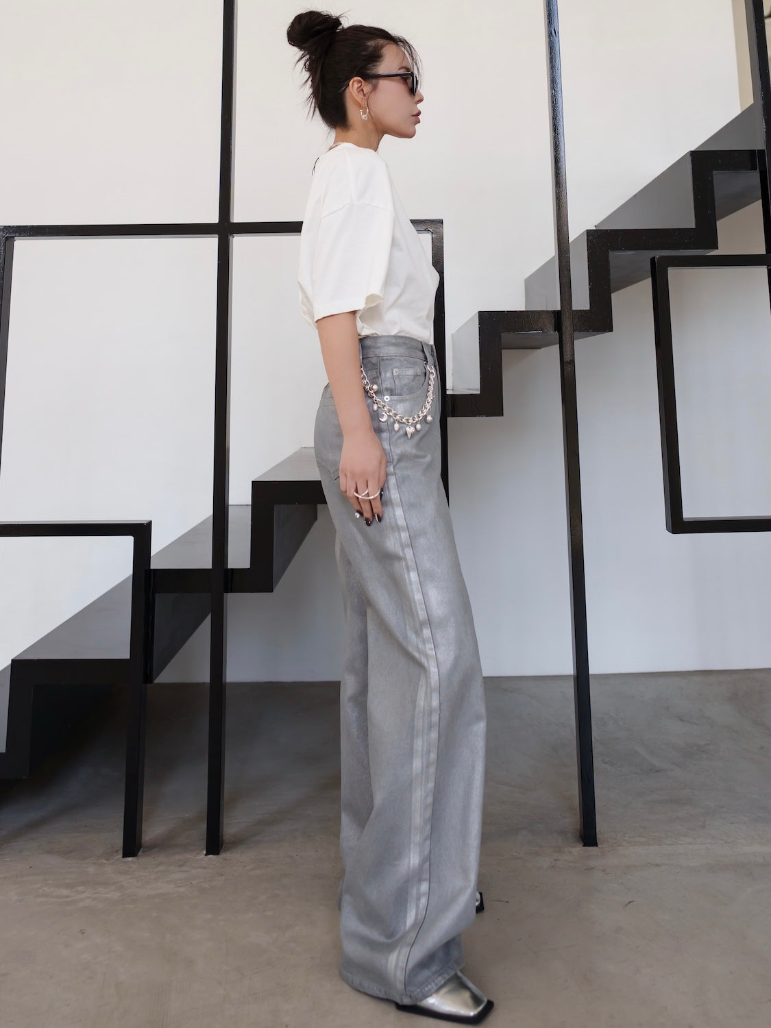 Spray Foil Wide Denim