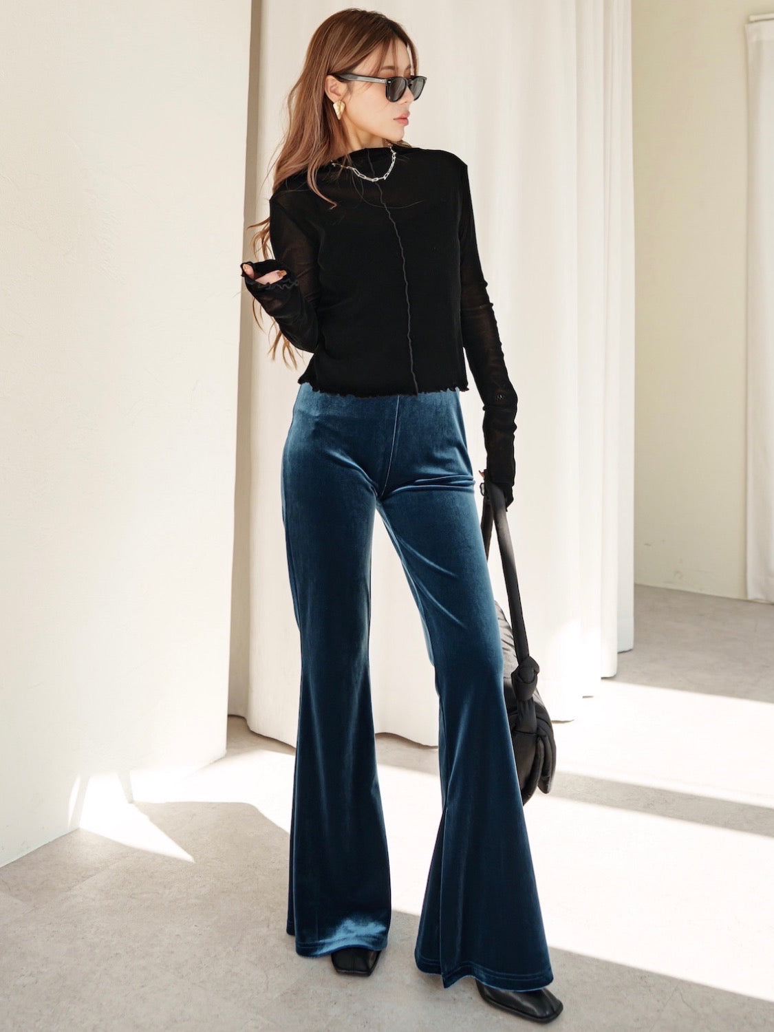 Tulle Flocked Sheer Top