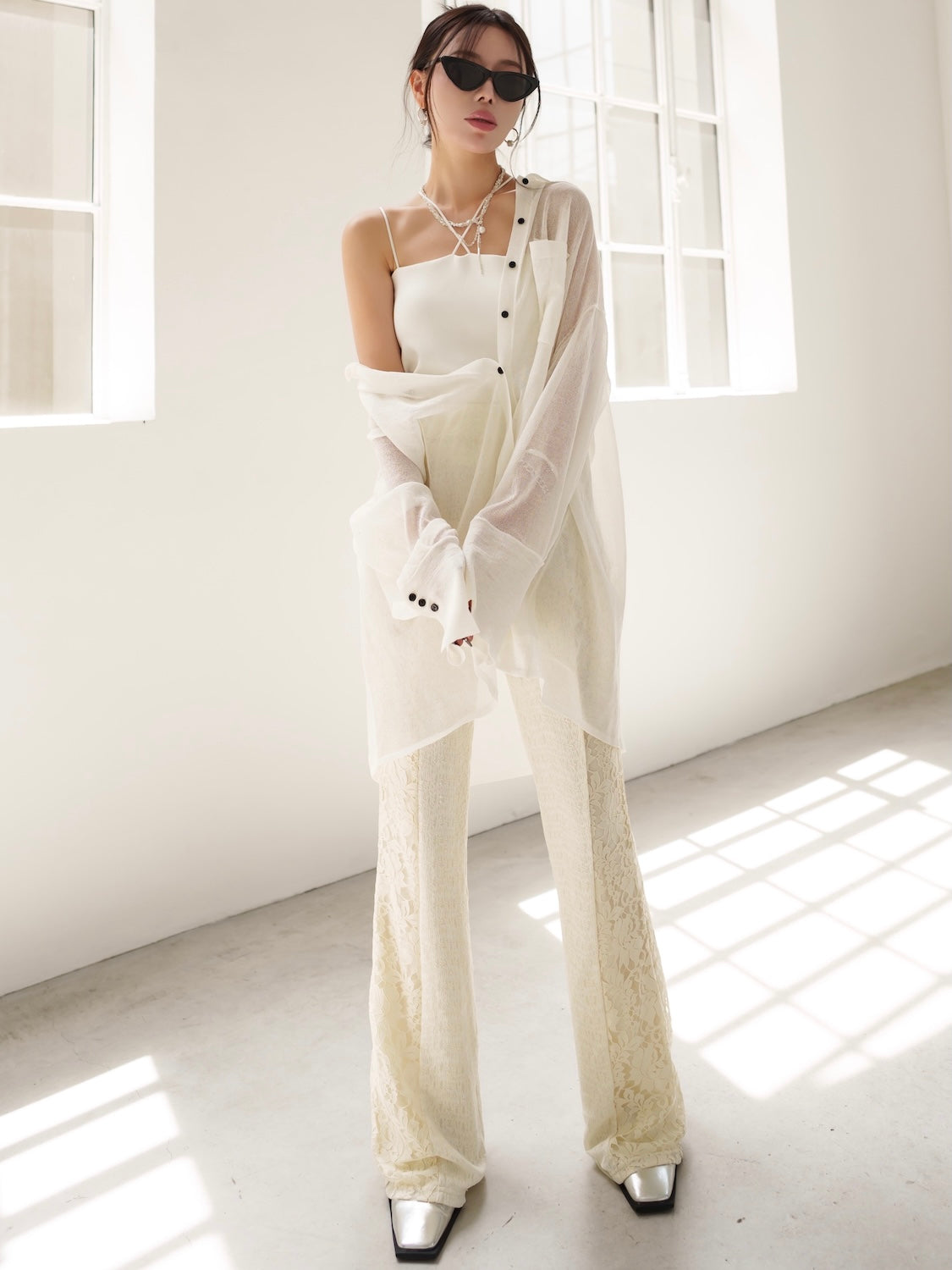 Stretch レース フレアパンツ