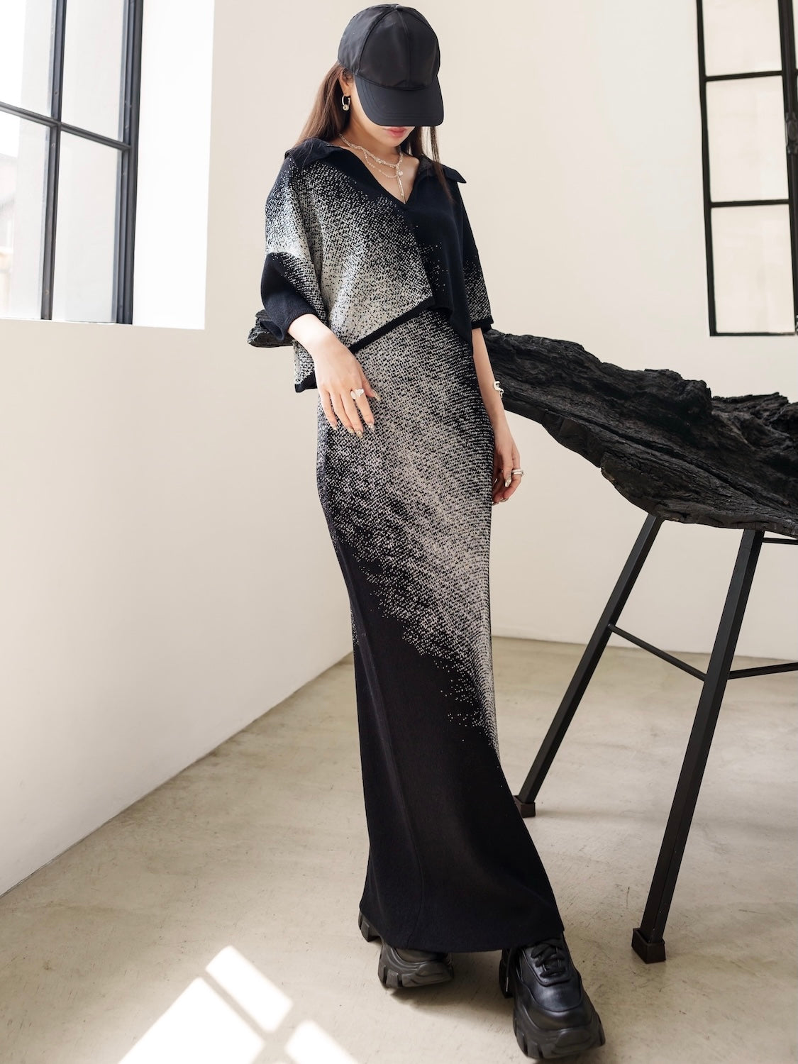 グラデーション ラメ KNIT スキッパー Set-up