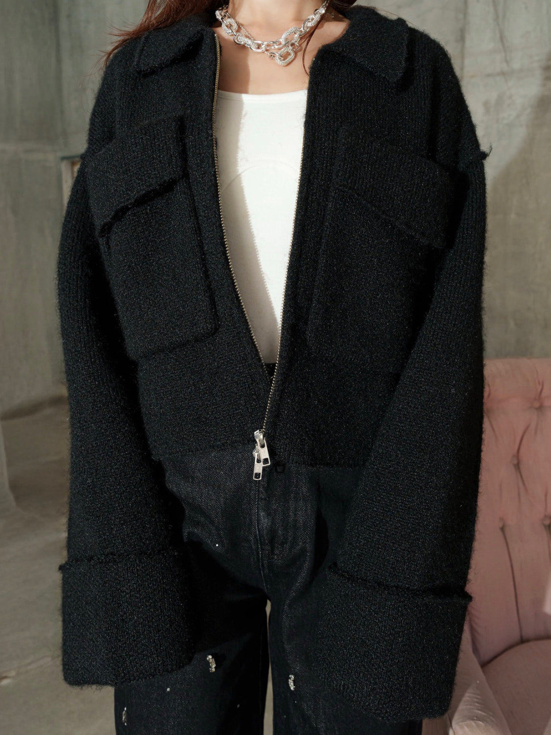 メルトンライク KNIT Zip コート