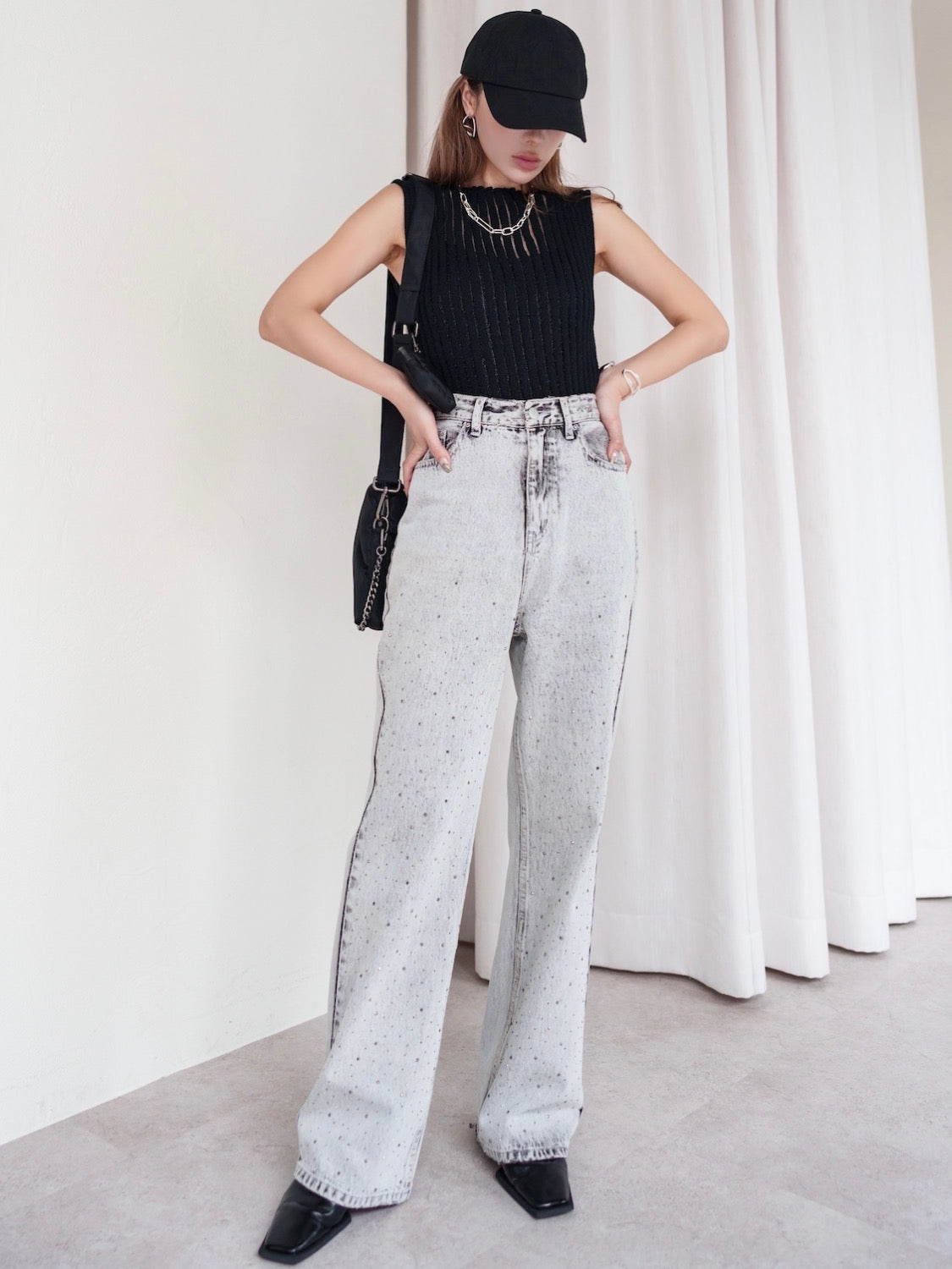 Washed Wide Stone Denim