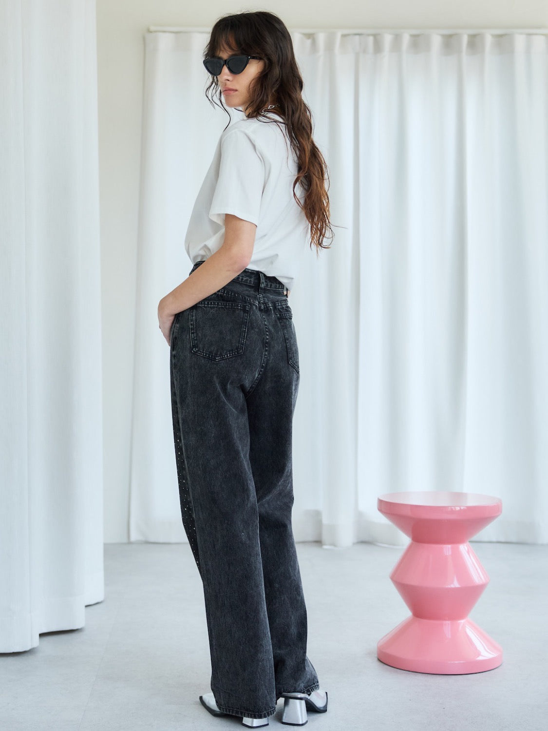 Washed Wide Stone Denim