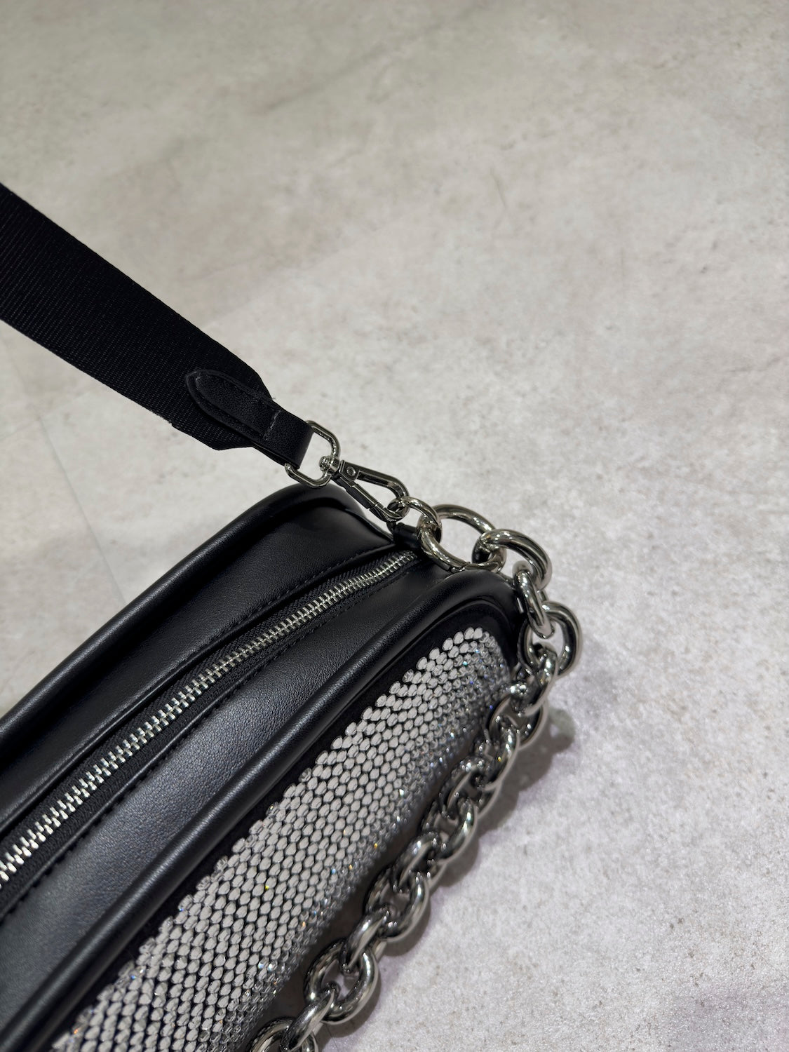 Stone Chain Asymmetric Bag