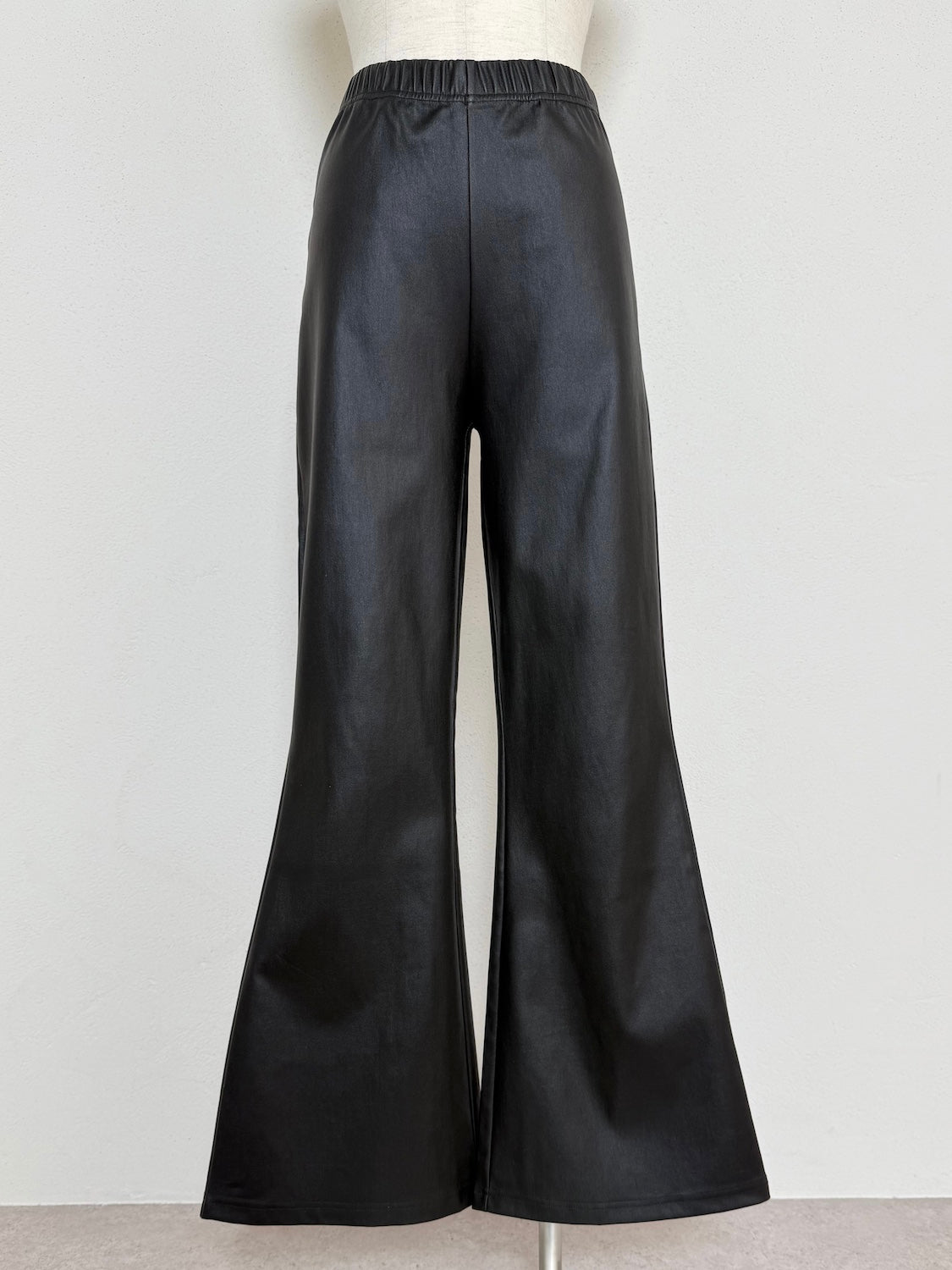 Leather-like flare pants