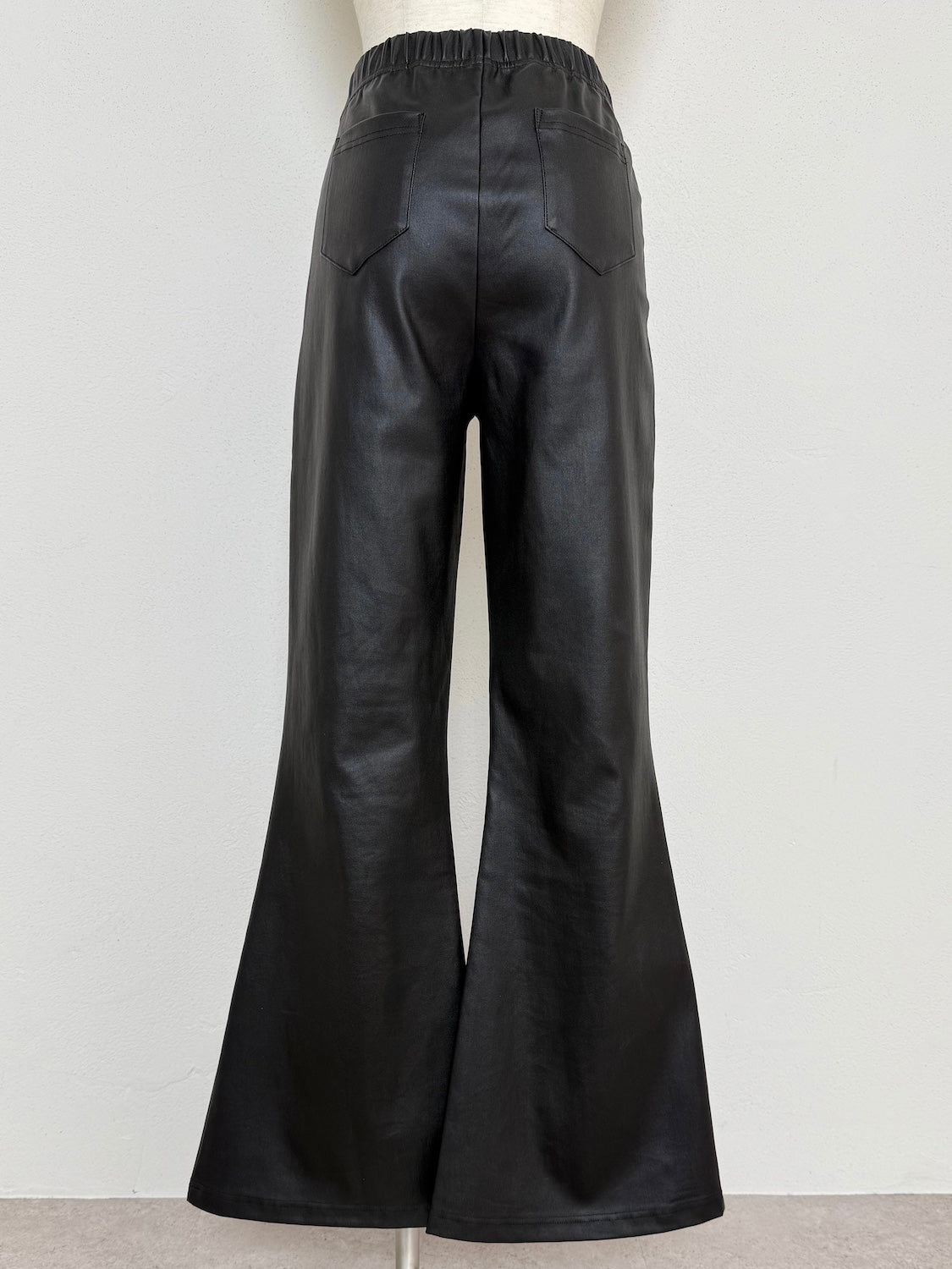 Leather-like flare pants