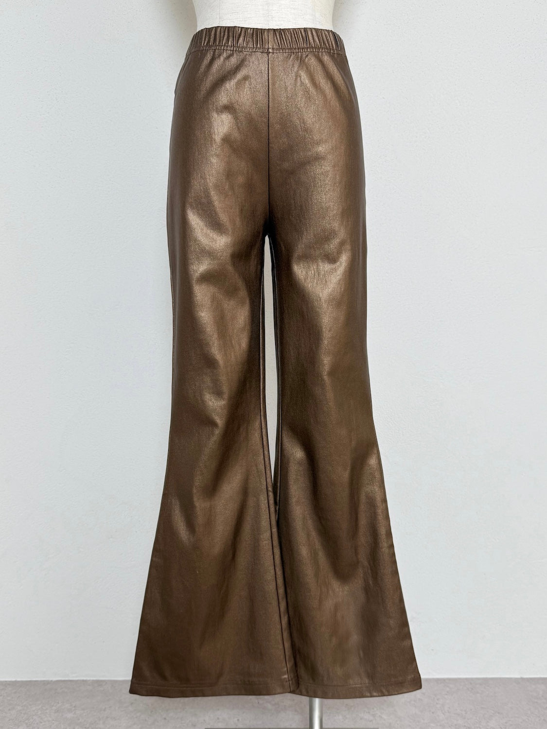 Leather-like flare pants